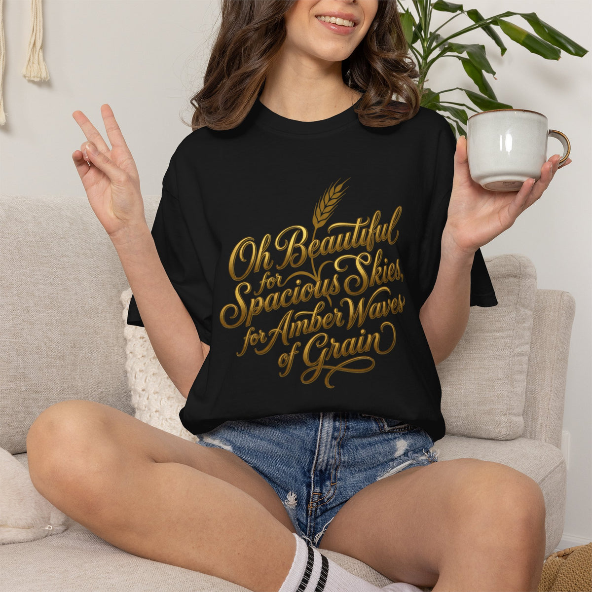 Oh Beautiful For Spacious Skies T-Shirt — Vintage Patriotic Americana Tee