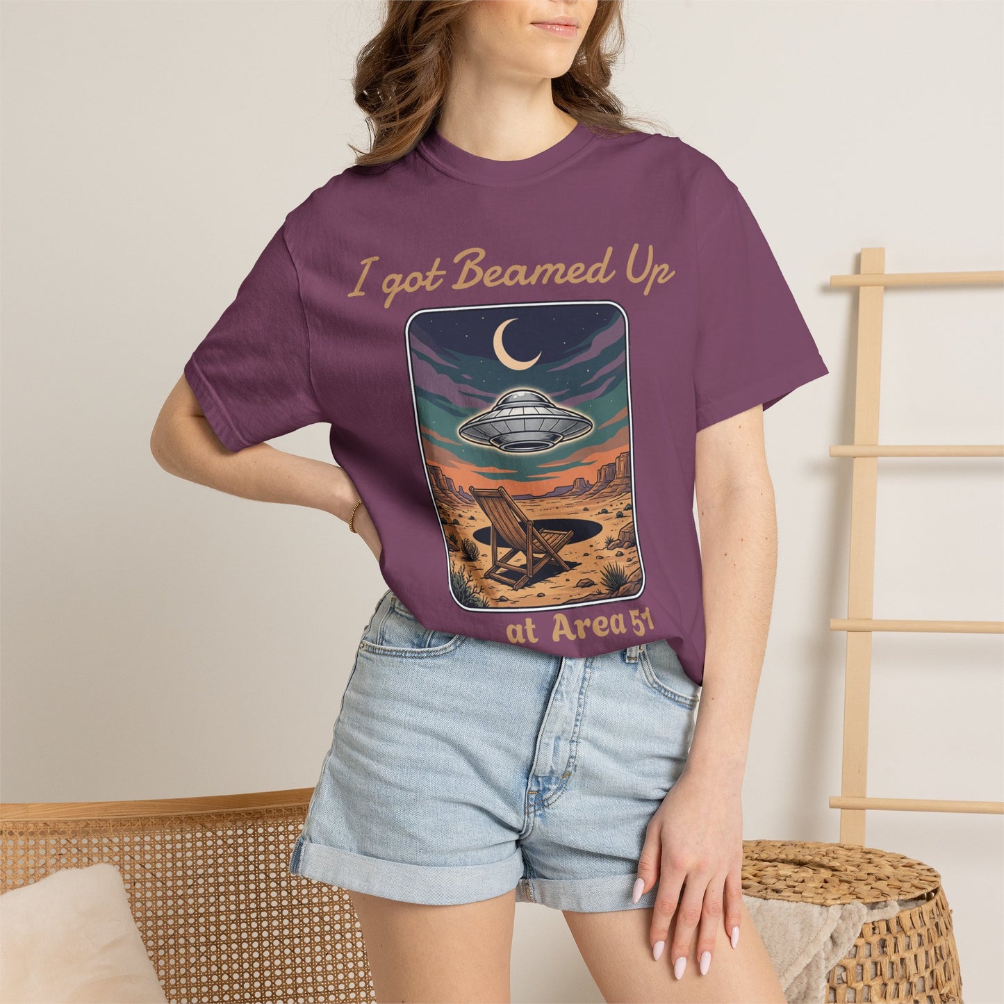 Area 51 UFO T-Shirt — "I Got Beamed Up at Area 51" Vintage Alien Graphic Tee