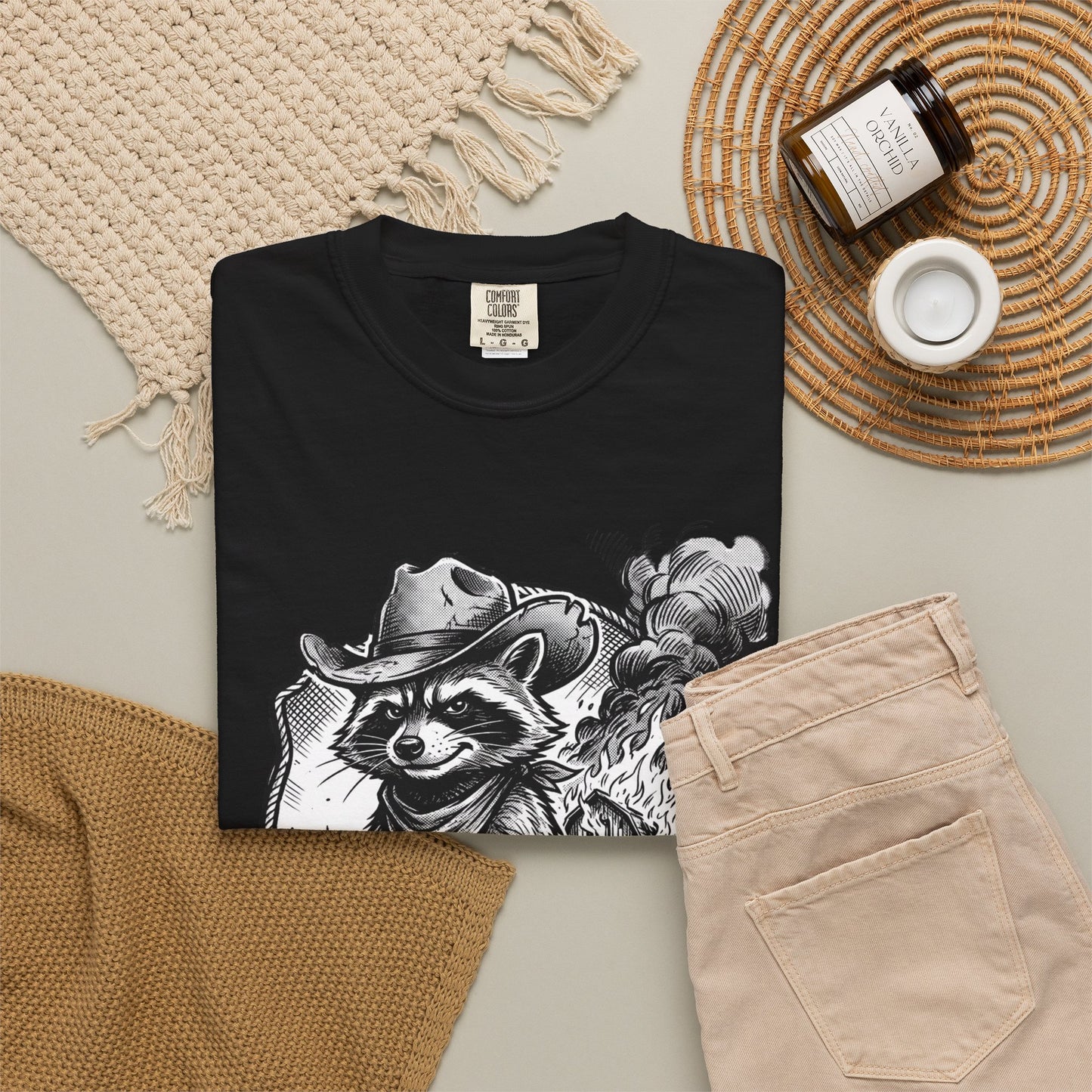 Raccoon Cowboy T‑Shirt — Vintage Western Forest Graphic Tee