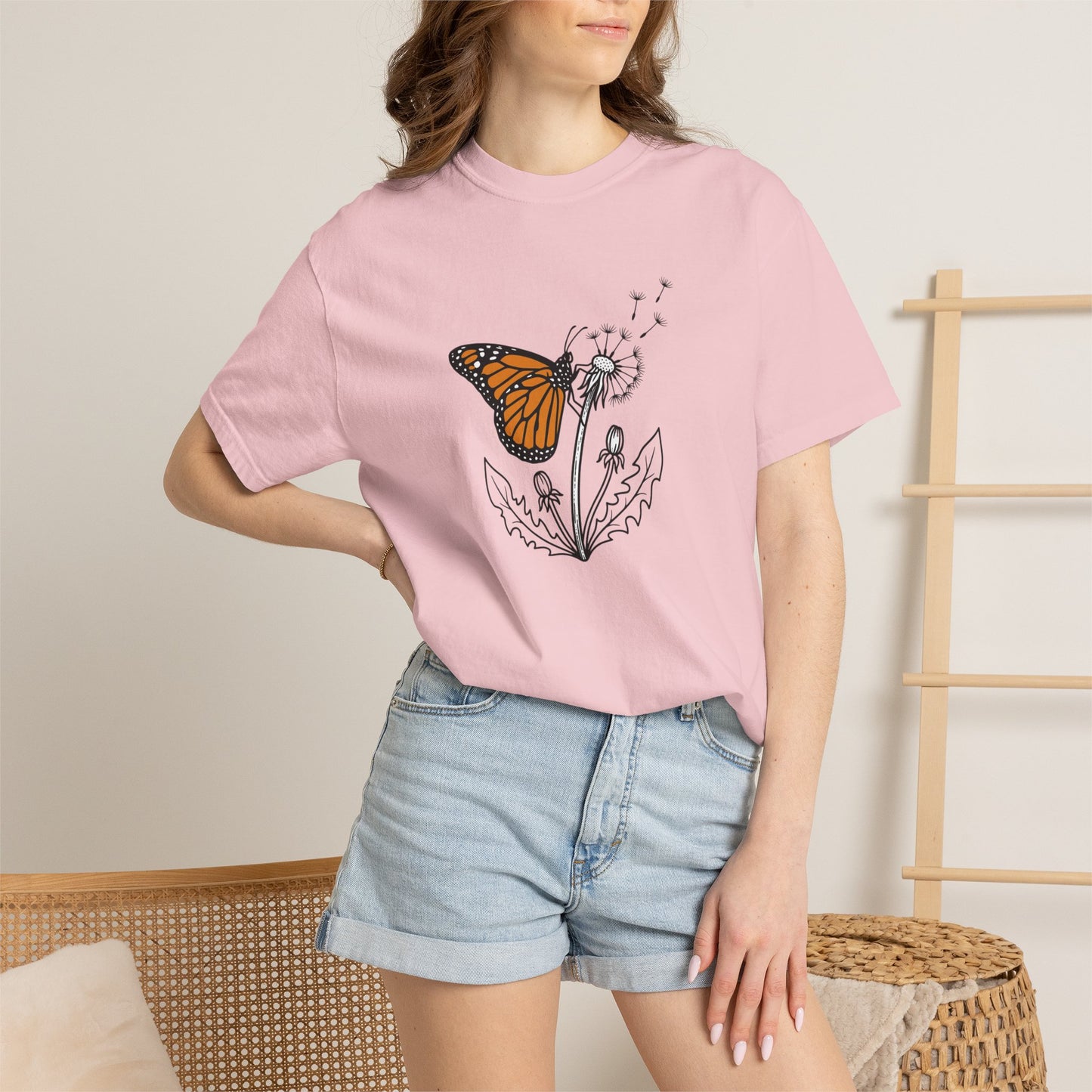 Butterfly & Dandelion T-Shirt — Monarch Nature Graphic Tee