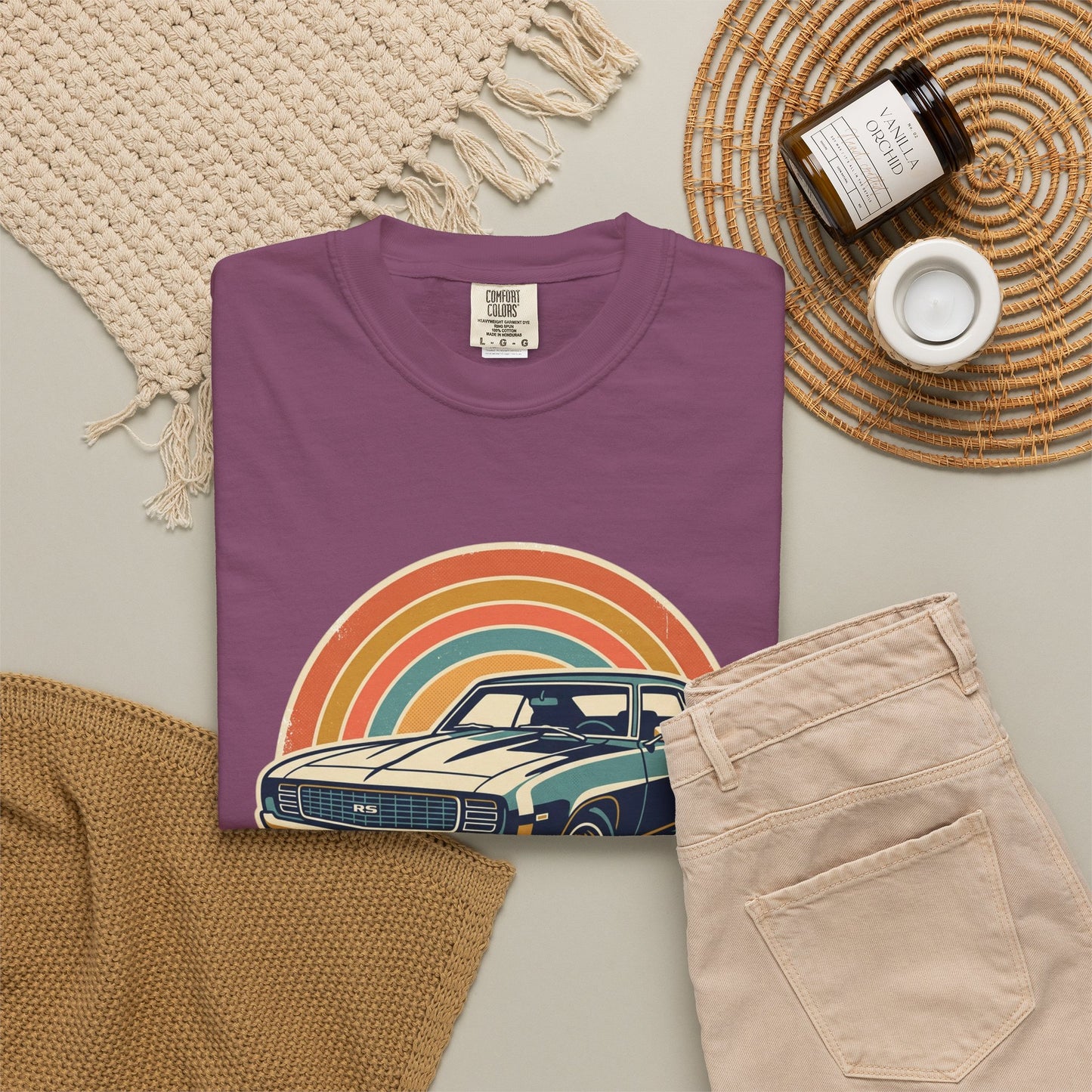 '69 Camaro Retro Muscle Car T-Shirt — Vintage Sunset Classic Car Tee