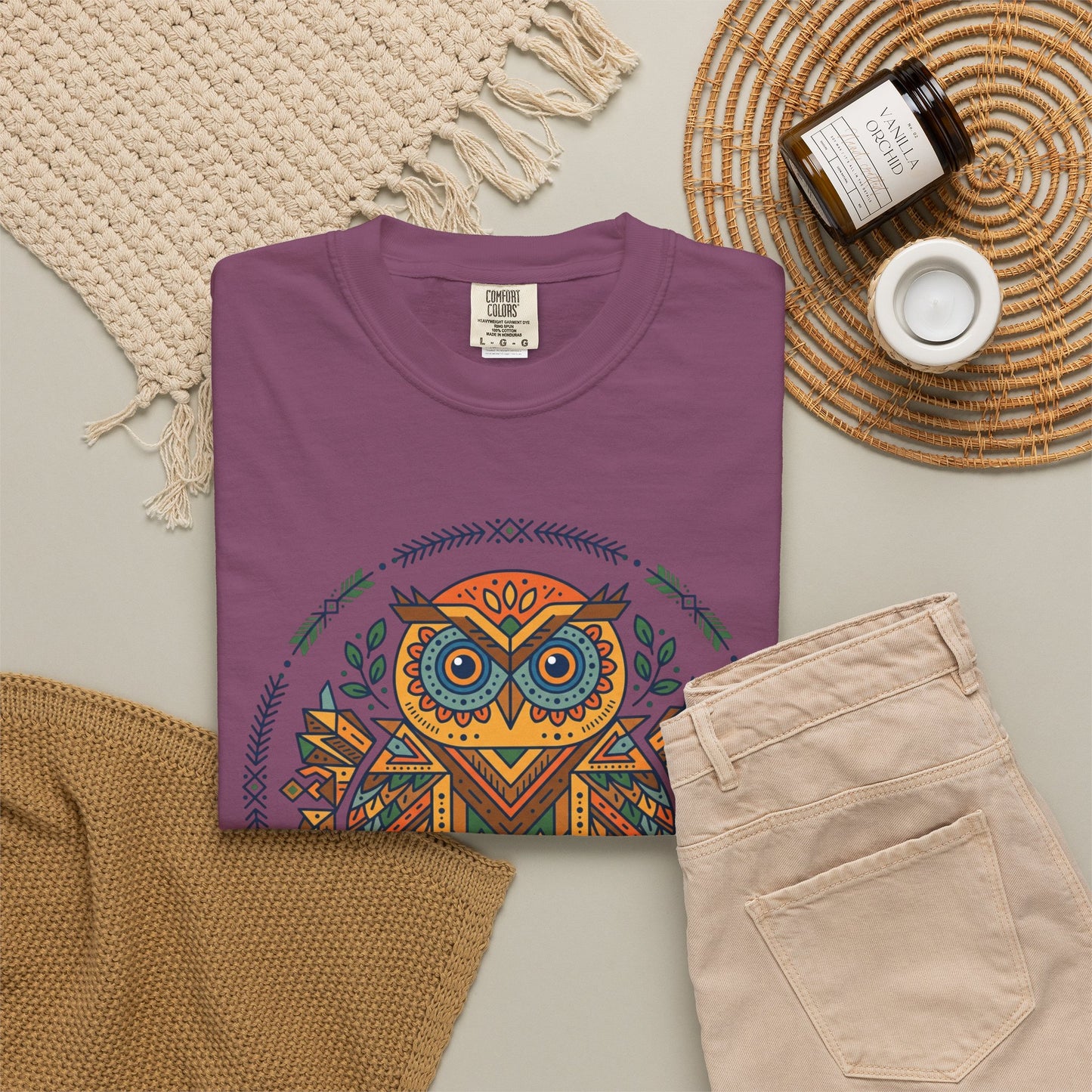 Boho Tribal Owl T-Shirt — Geometric Owl Graphic Tee