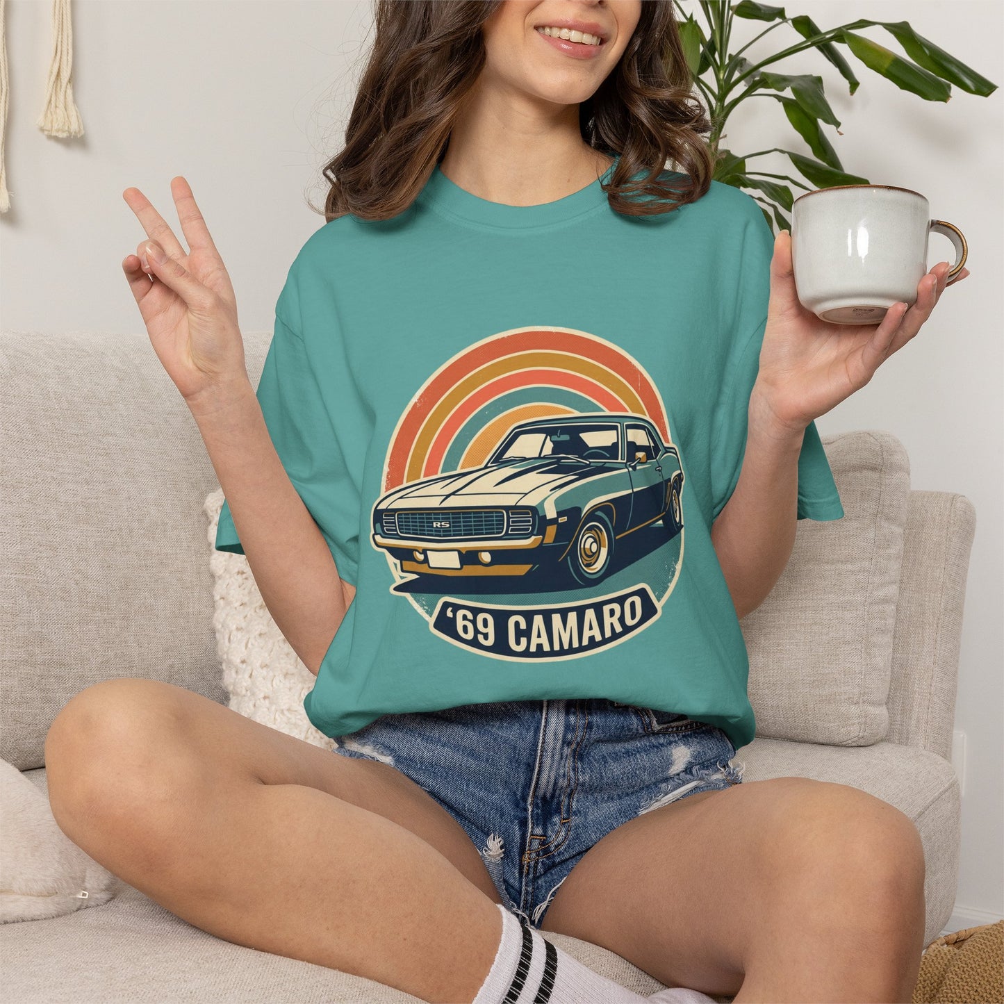 '69 Camaro Retro Muscle Car T-Shirt — Vintage Sunset Classic Car Tee