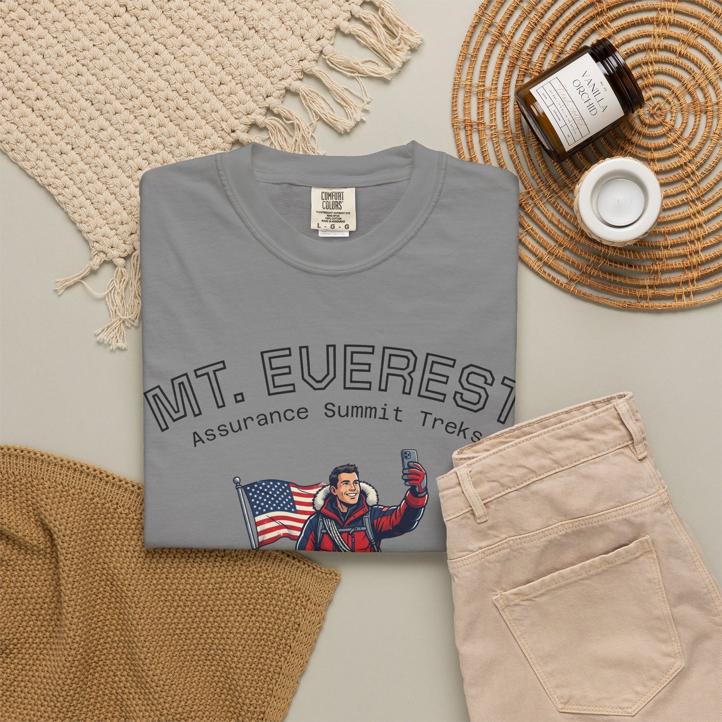 Mt. Everest Climber Graphic T‑Shirt — "Bob's Final Selfie at the Summit"