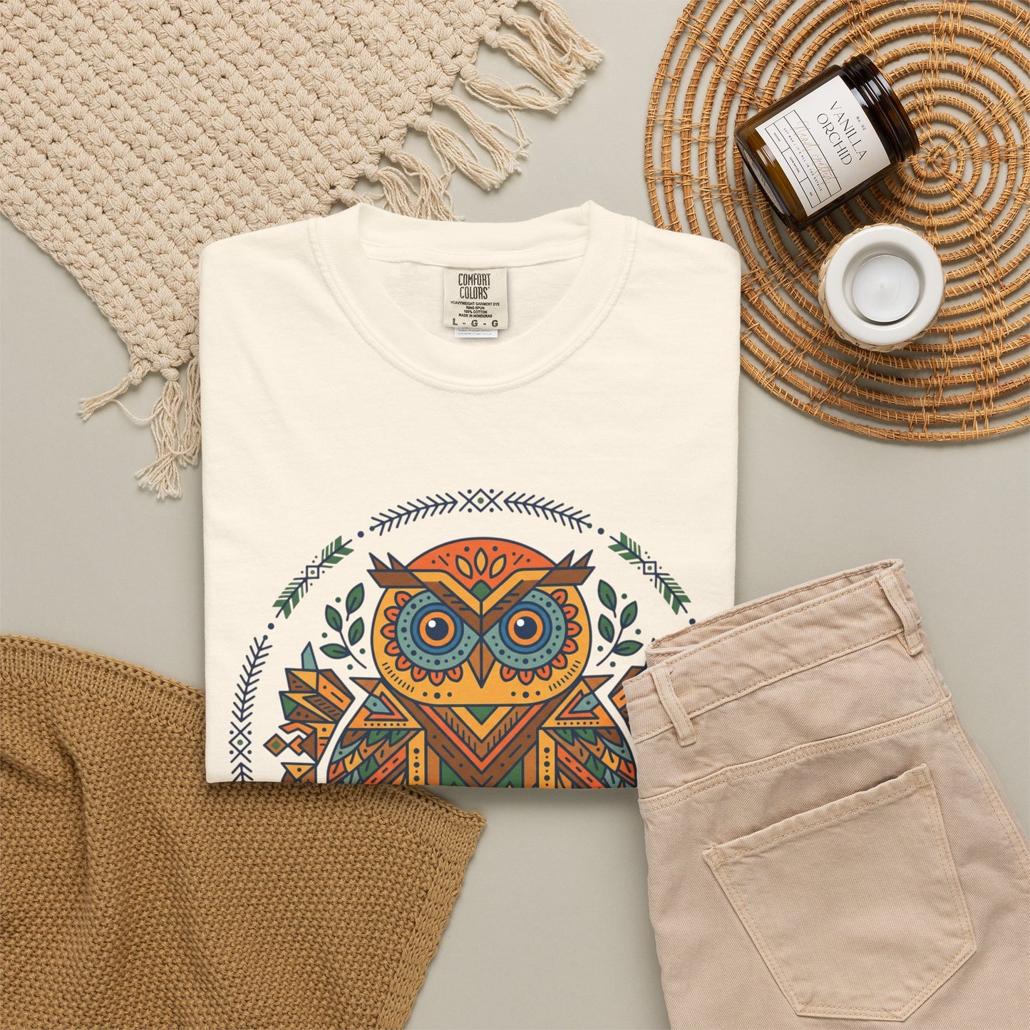 Boho Tribal Owl T-Shirt — Geometric Owl Graphic Tee