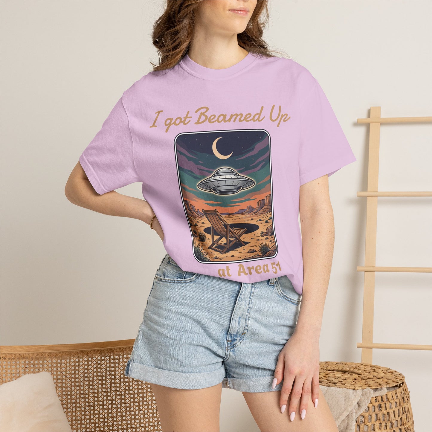 Area 51 UFO T-Shirt — "I Got Beamed Up at Area 51" Vintage Alien Graphic Tee