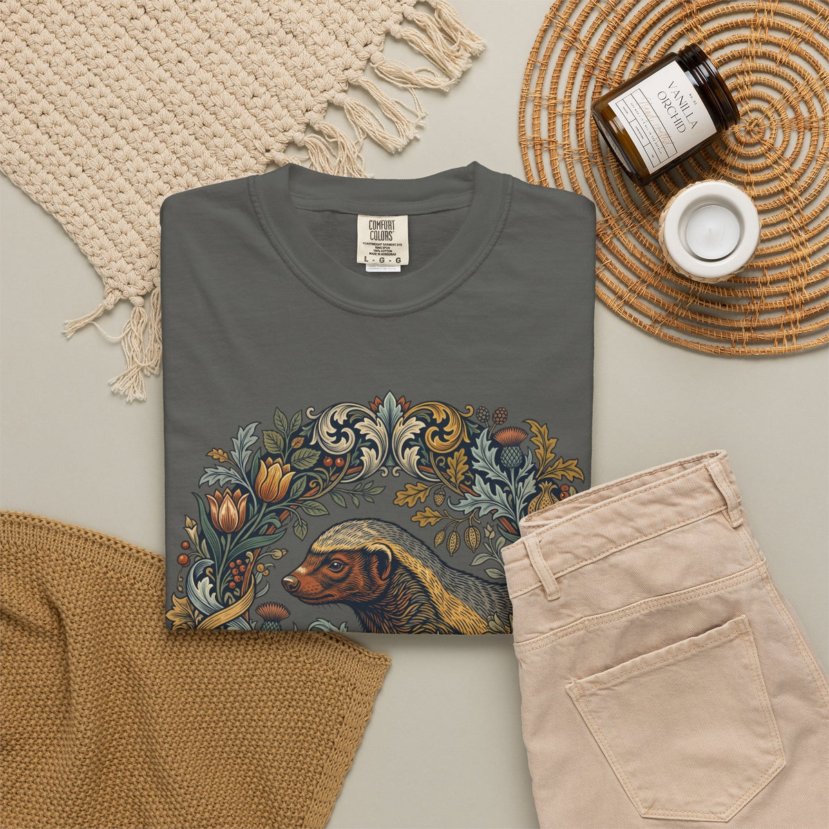 Dog Floral Circle T-Shirt — Botanical Labrador Graphic Tee