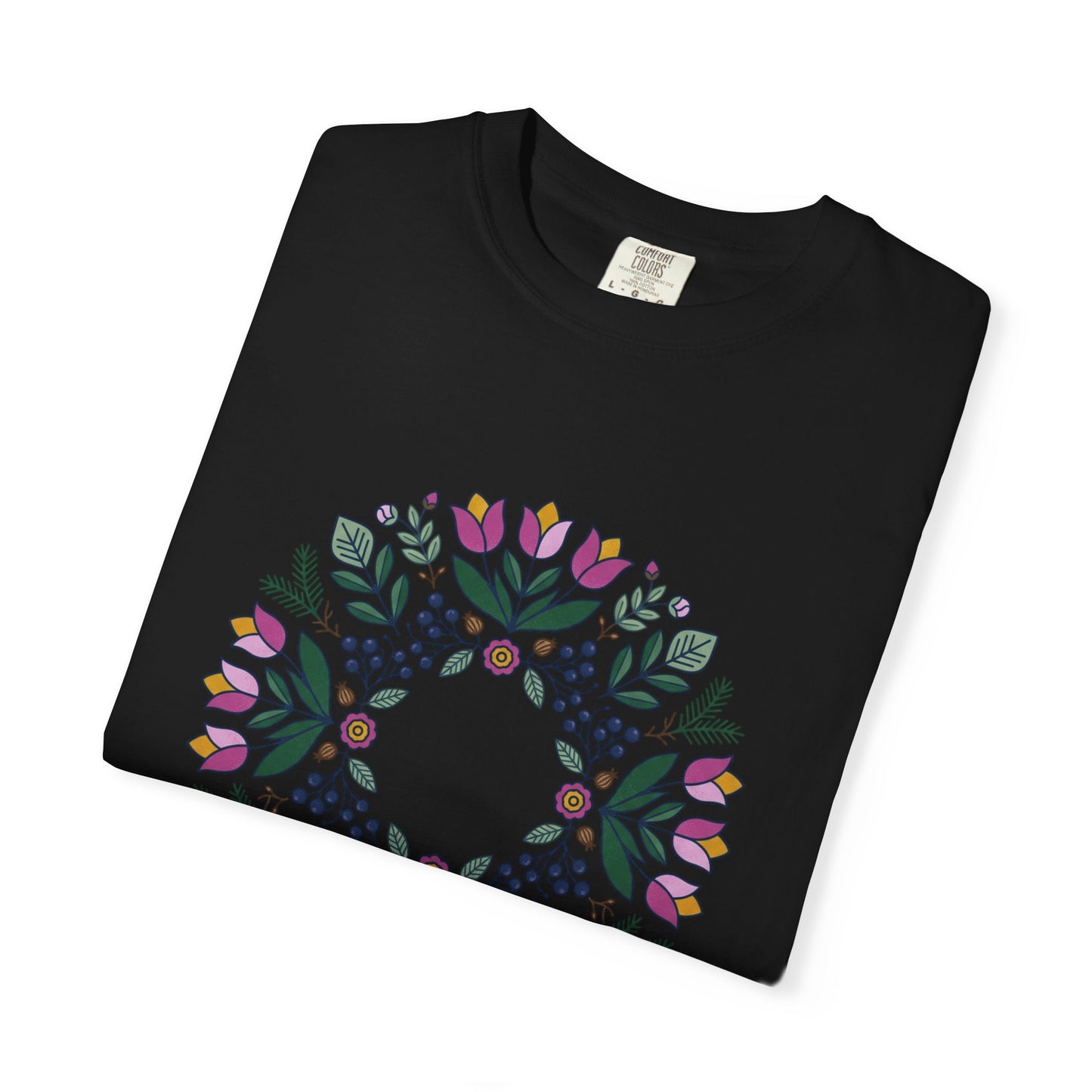 Floral Wreath T-Shirt — Botanical Circle Graphic Tee
