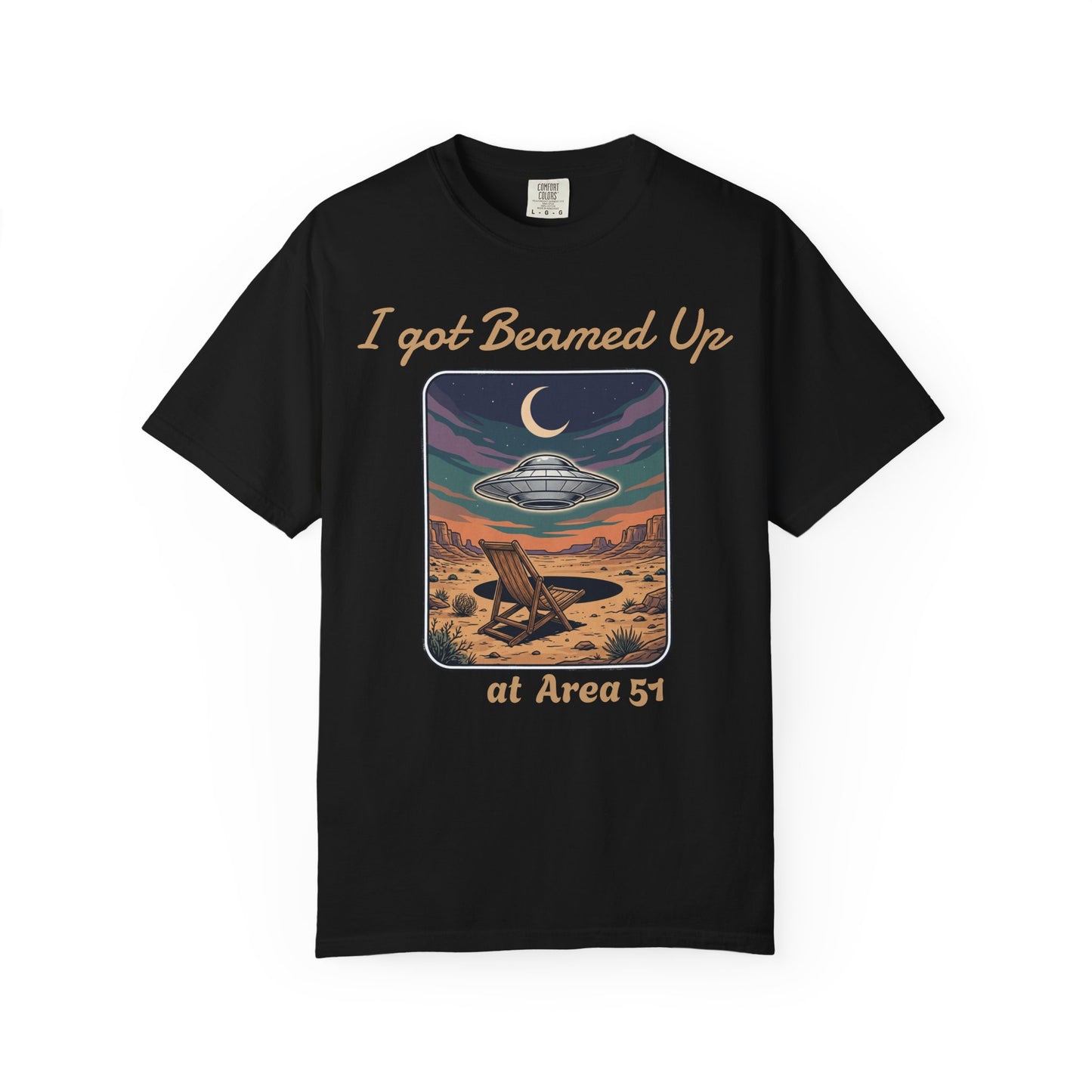 Area 51 UFO T-Shirt — "I Got Beamed Up at Area 51" Vintage Alien Graphic Tee