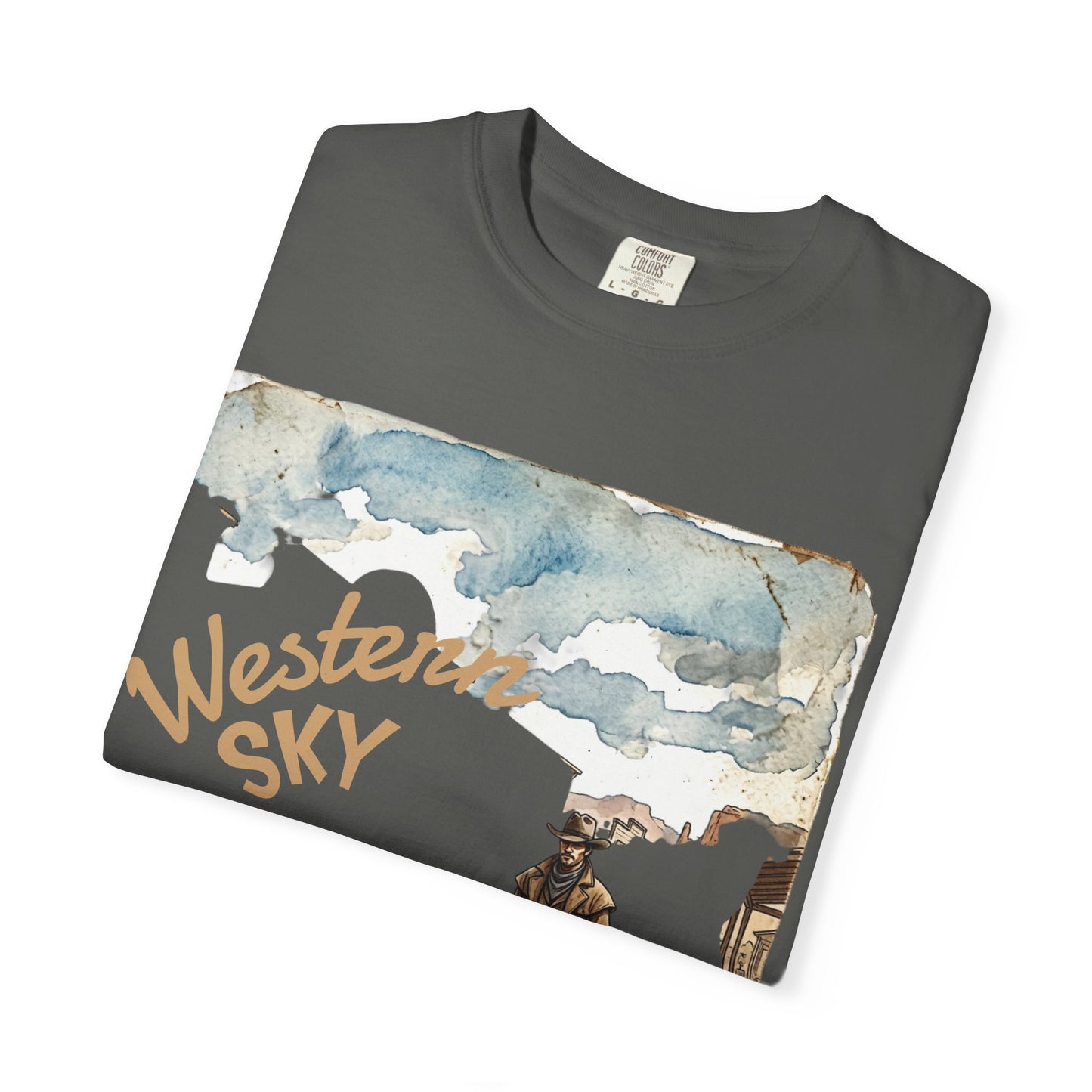 Western Sky Coffee T-Shirt — Vintage Cowboy Coffee Graphic Tee