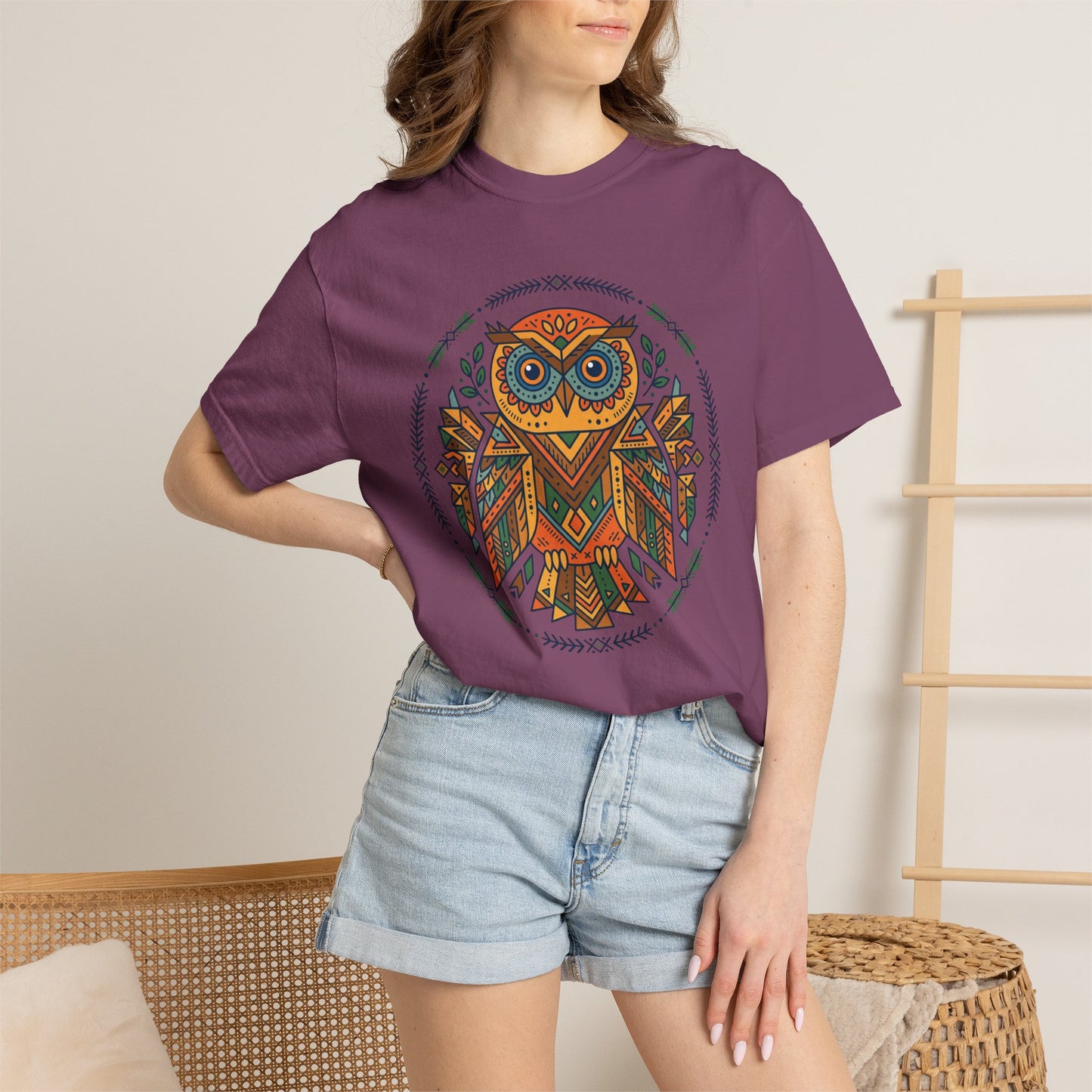Boho Tribal Owl T-Shirt — Geometric Owl Graphic Tee