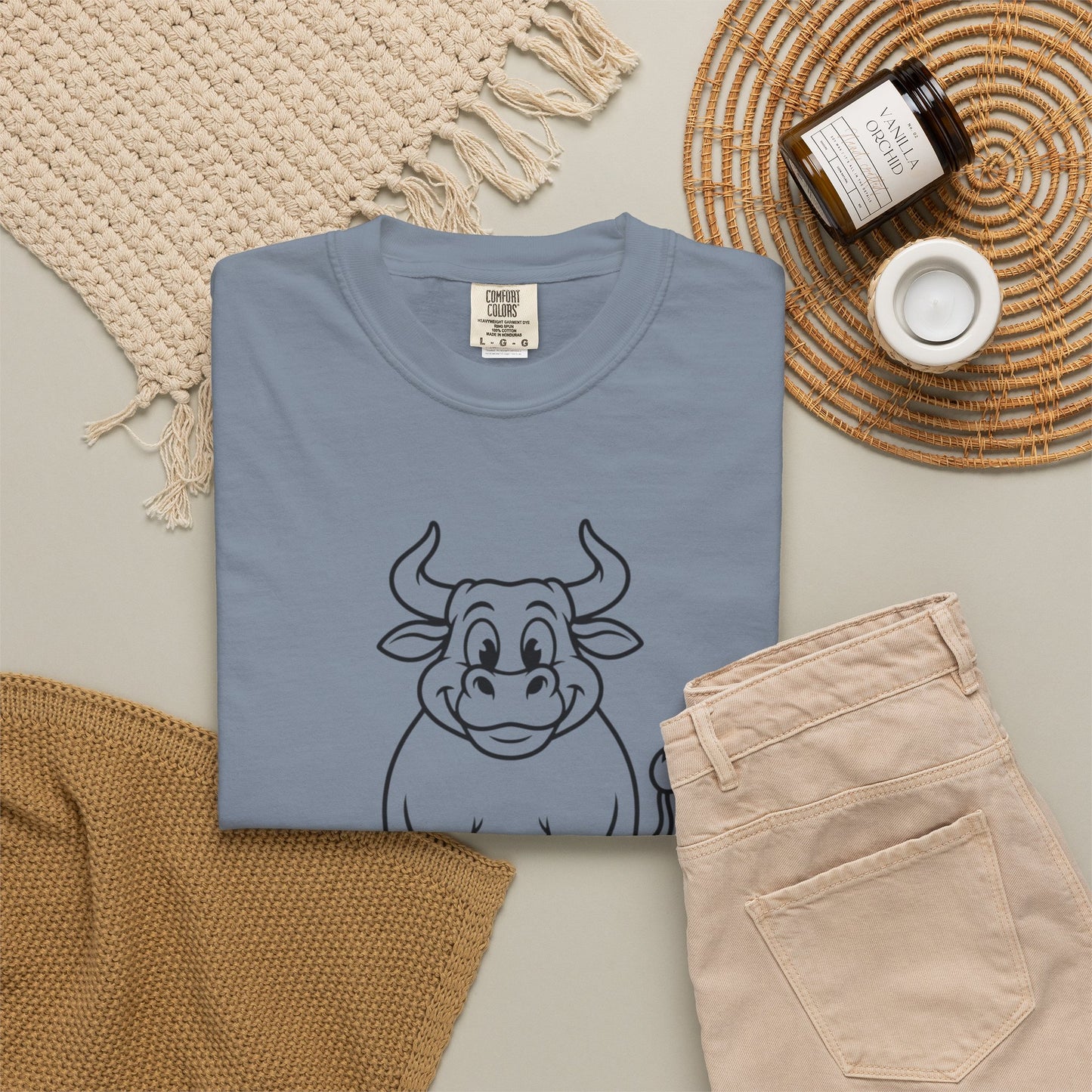 Sitting Bull Cute Cartoon Bull T‑Shirt — Playful Farm Animal Graphic Tee
