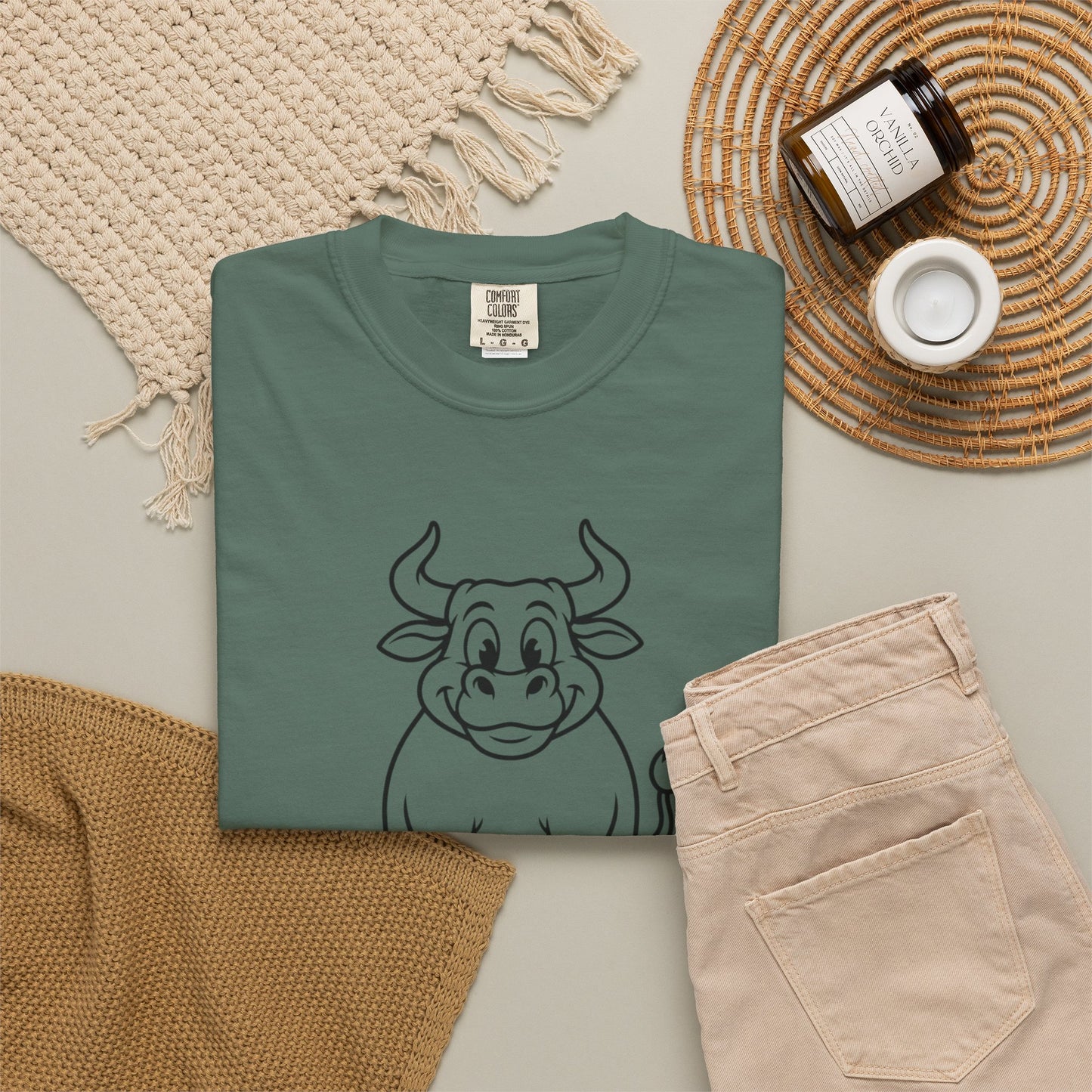 Sitting Bull Cute Cartoon Bull T‑Shirt — Playful Farm Animal Graphic Tee