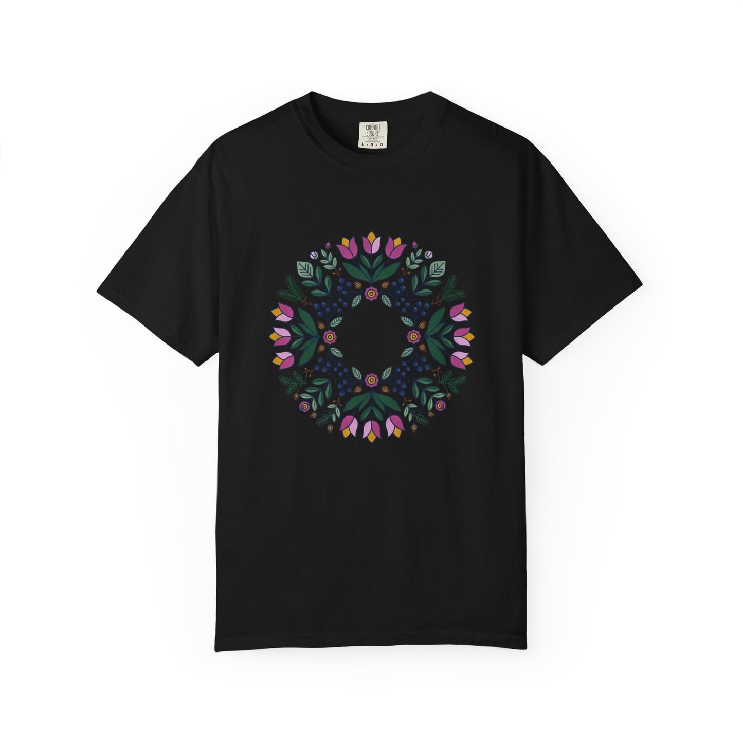 Floral Wreath T-Shirt — Botanical Circle Graphic Tee