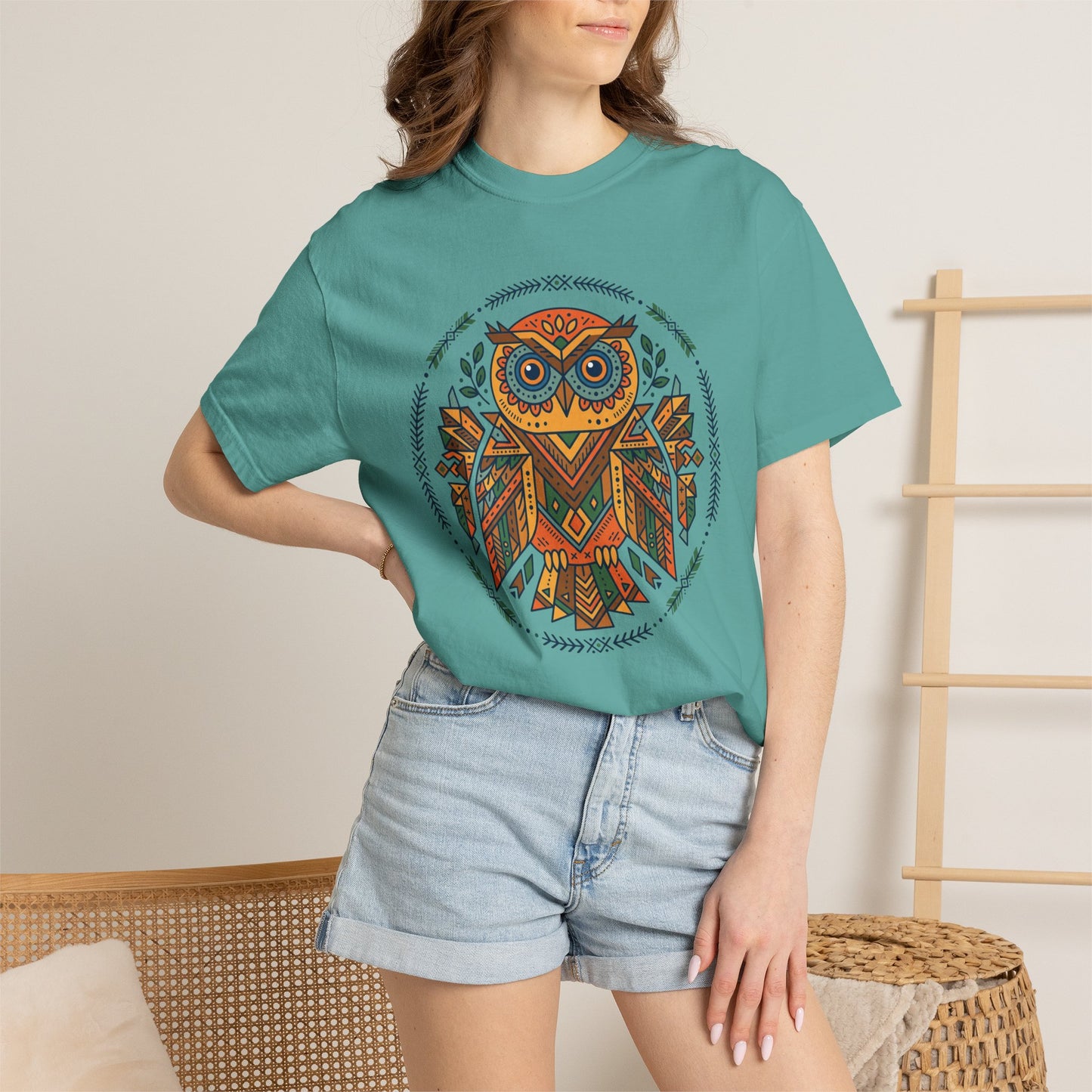 Boho Tribal Owl T-Shirt — Geometric Owl Graphic Tee