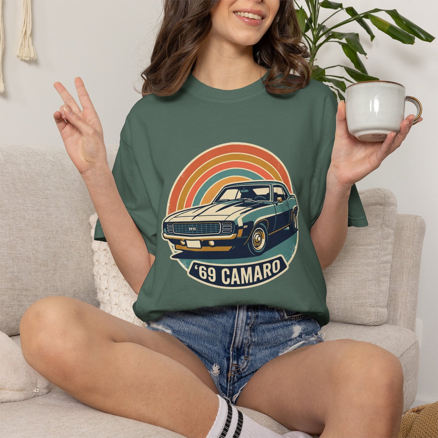 '69 Camaro Retro Muscle Car T-Shirt — Vintage Sunset Classic Car Tee