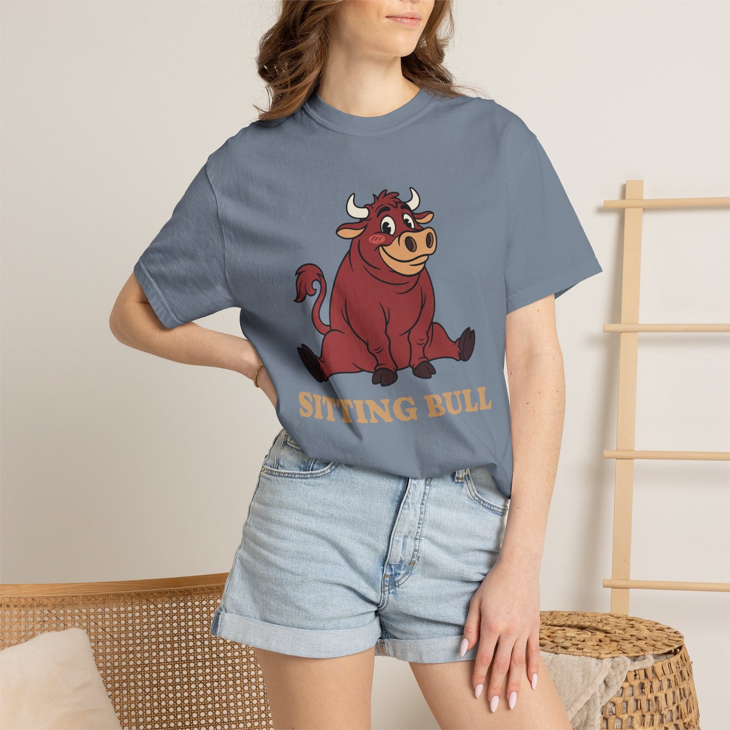 Sitting Bull Cartoon T-Shirt — Cute Sitting Bull Graphic Tee