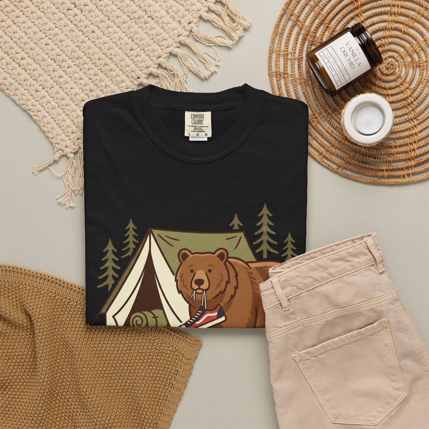 Camping Bear T-Shirt – Cute Bear with Tent Camping Graphic Tee