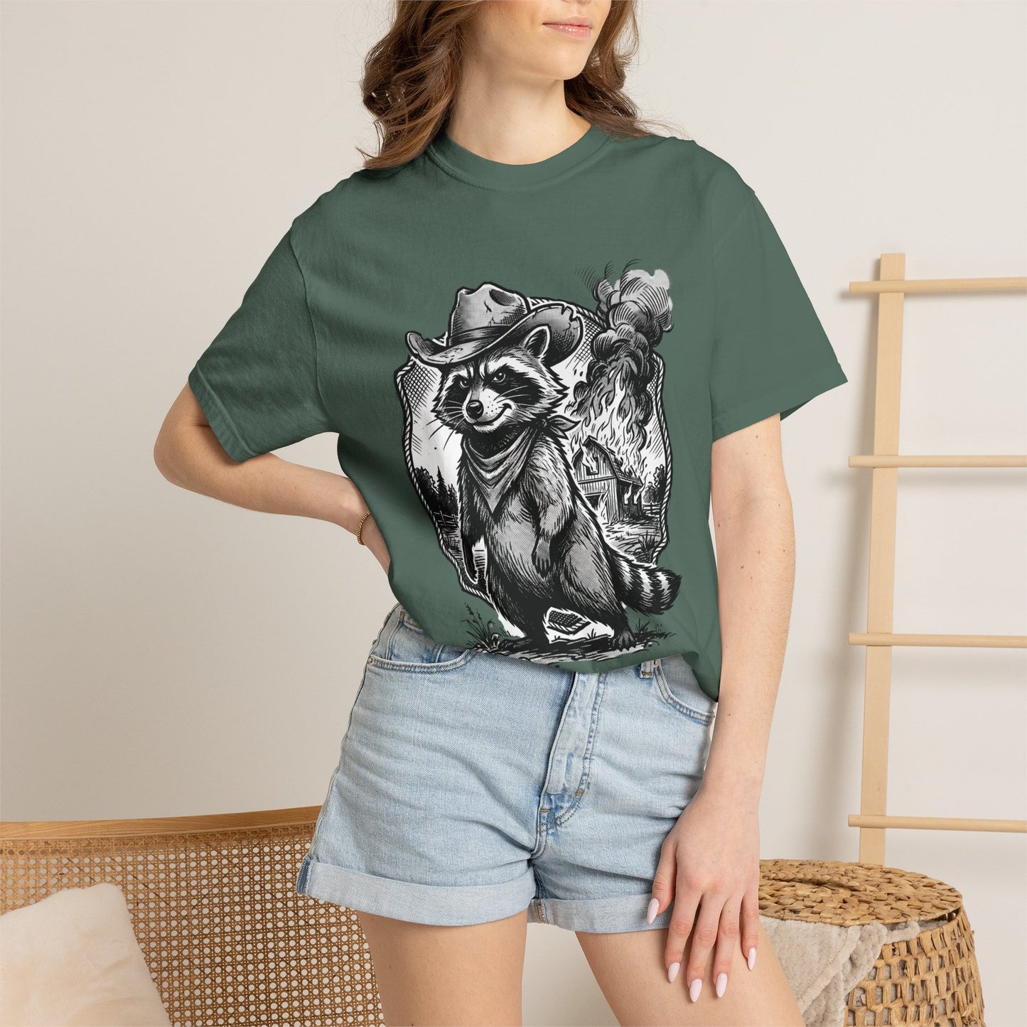 Raccoon Cowboy T‑Shirt — Vintage Western Forest Graphic Tee