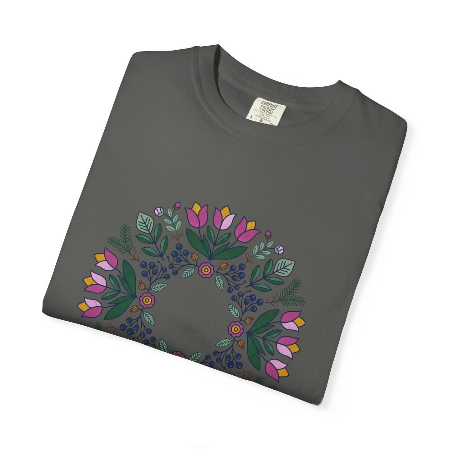 Floral Wreath T-Shirt — Botanical Circle Graphic Tee