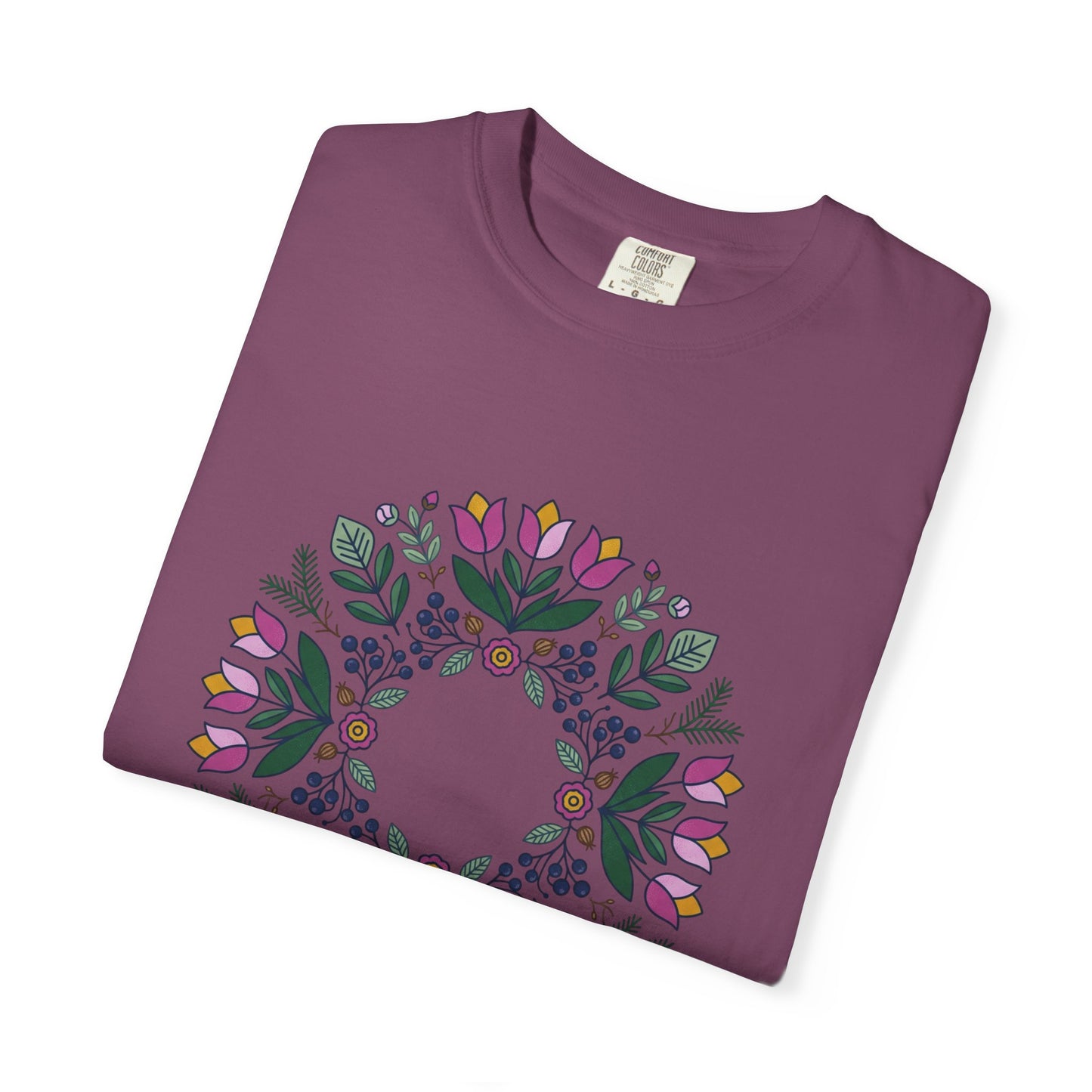Floral Wreath T-Shirt — Botanical Circle Graphic Tee