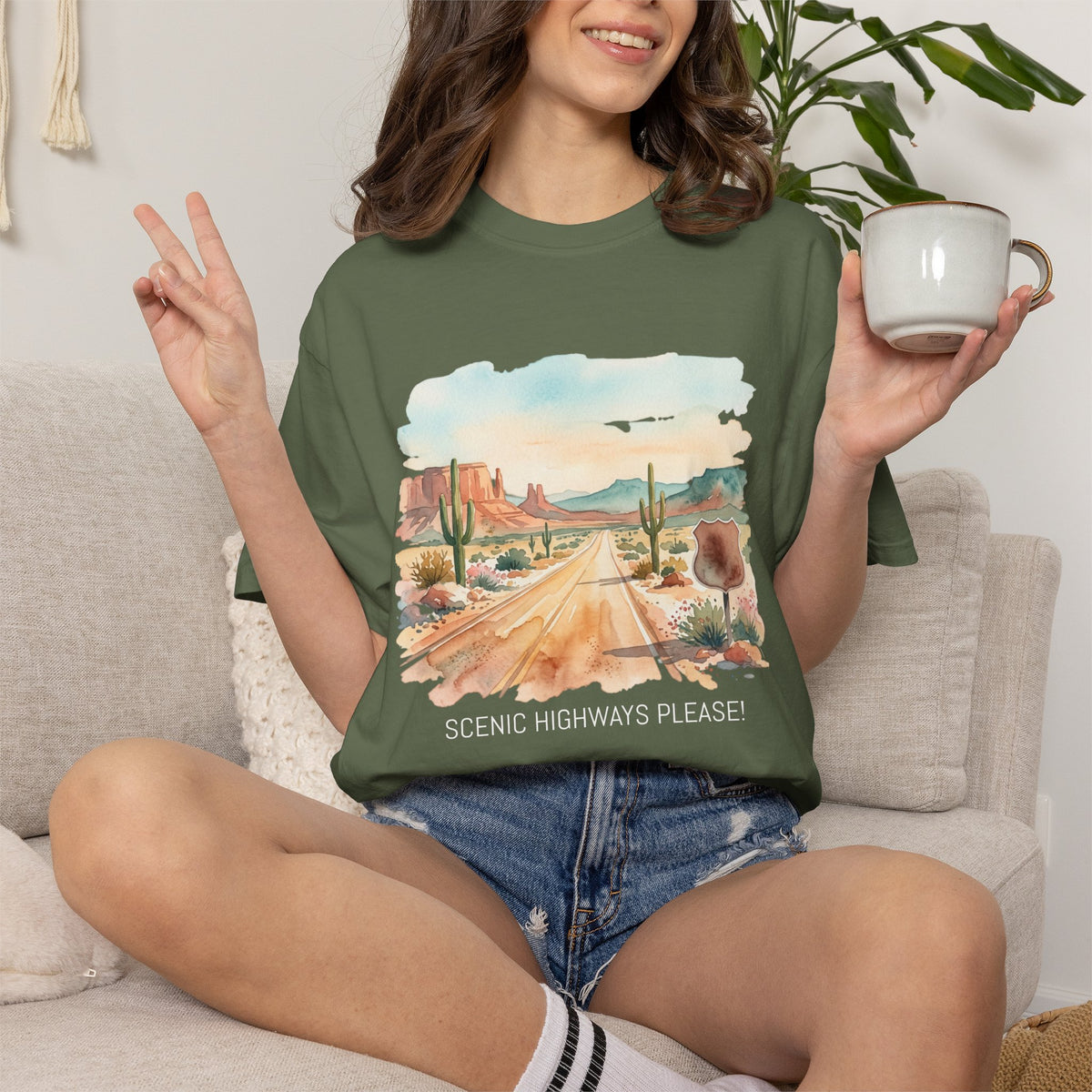 Scenic Highways Please! T-Shirt — Floral Travel Roadtrip Tee or