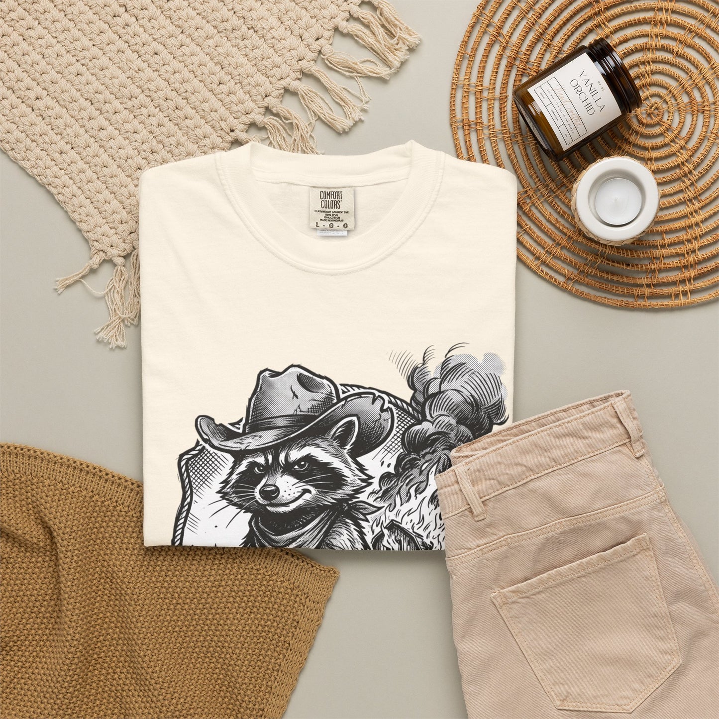 Raccoon Cowboy T‑Shirt — Vintage Western Forest Graphic Tee