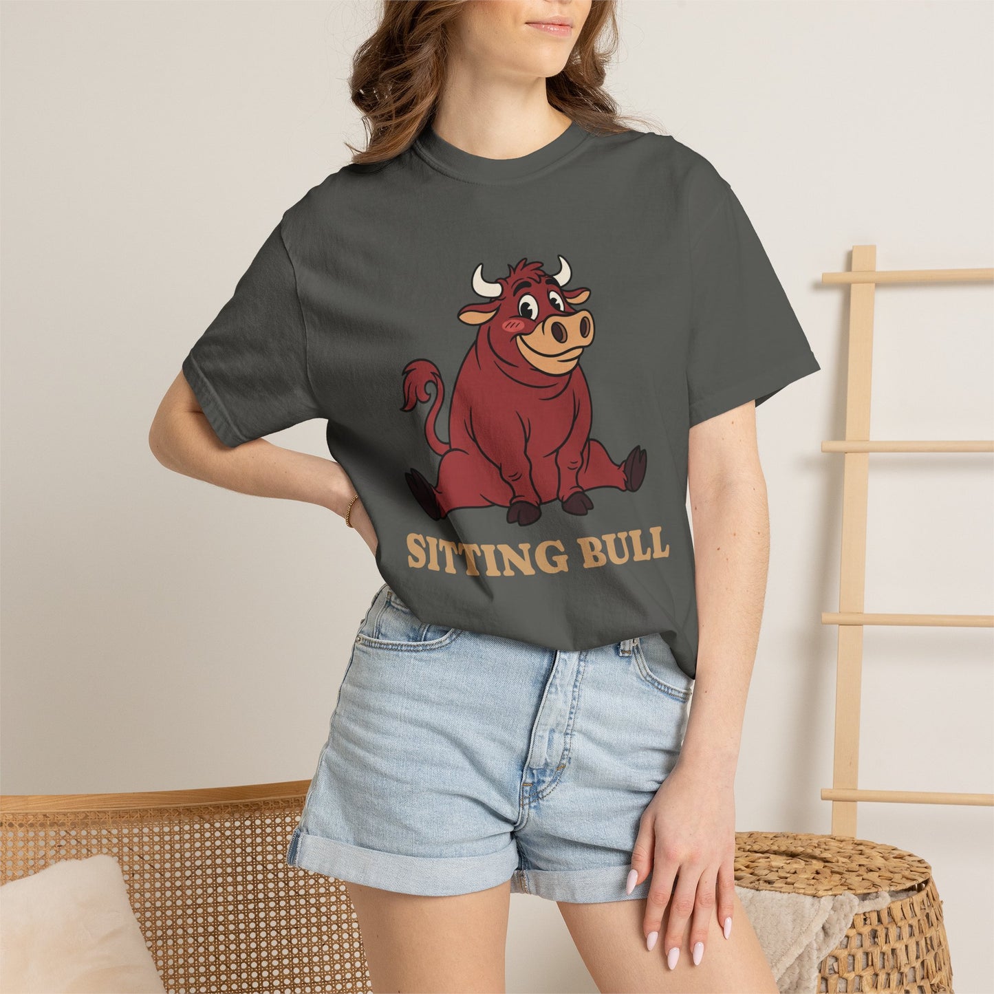 Sitting Bull Cartoon T-Shirt — Cute Sitting Bull Graphic Tee