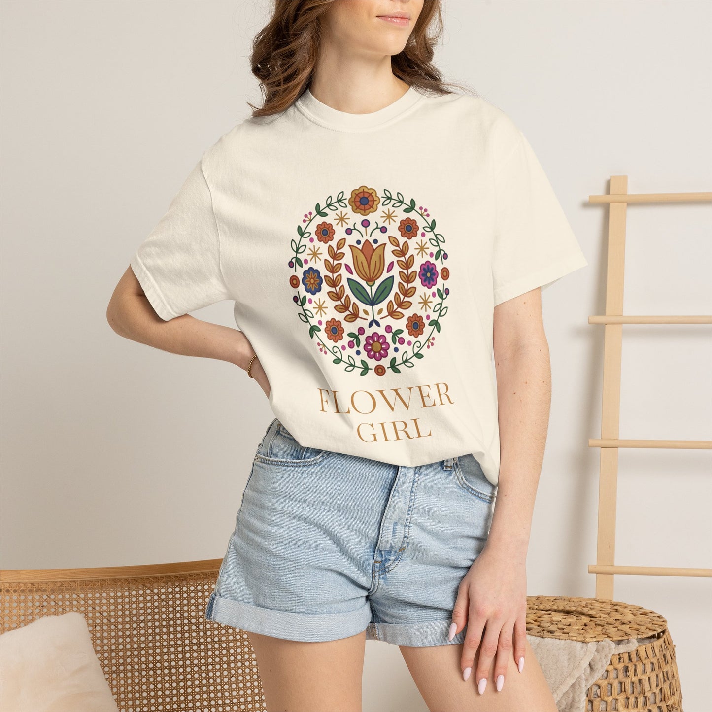 For Flower Lovers T-Shirt — Floral Wreath Nordic Folkart