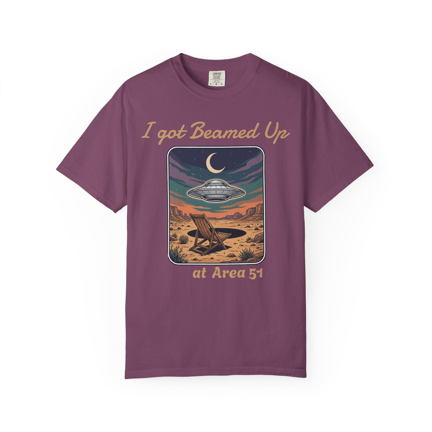 Area 51 UFO T-Shirt — "I Got Beamed Up at Area 51" Vintage Alien Graphic Tee