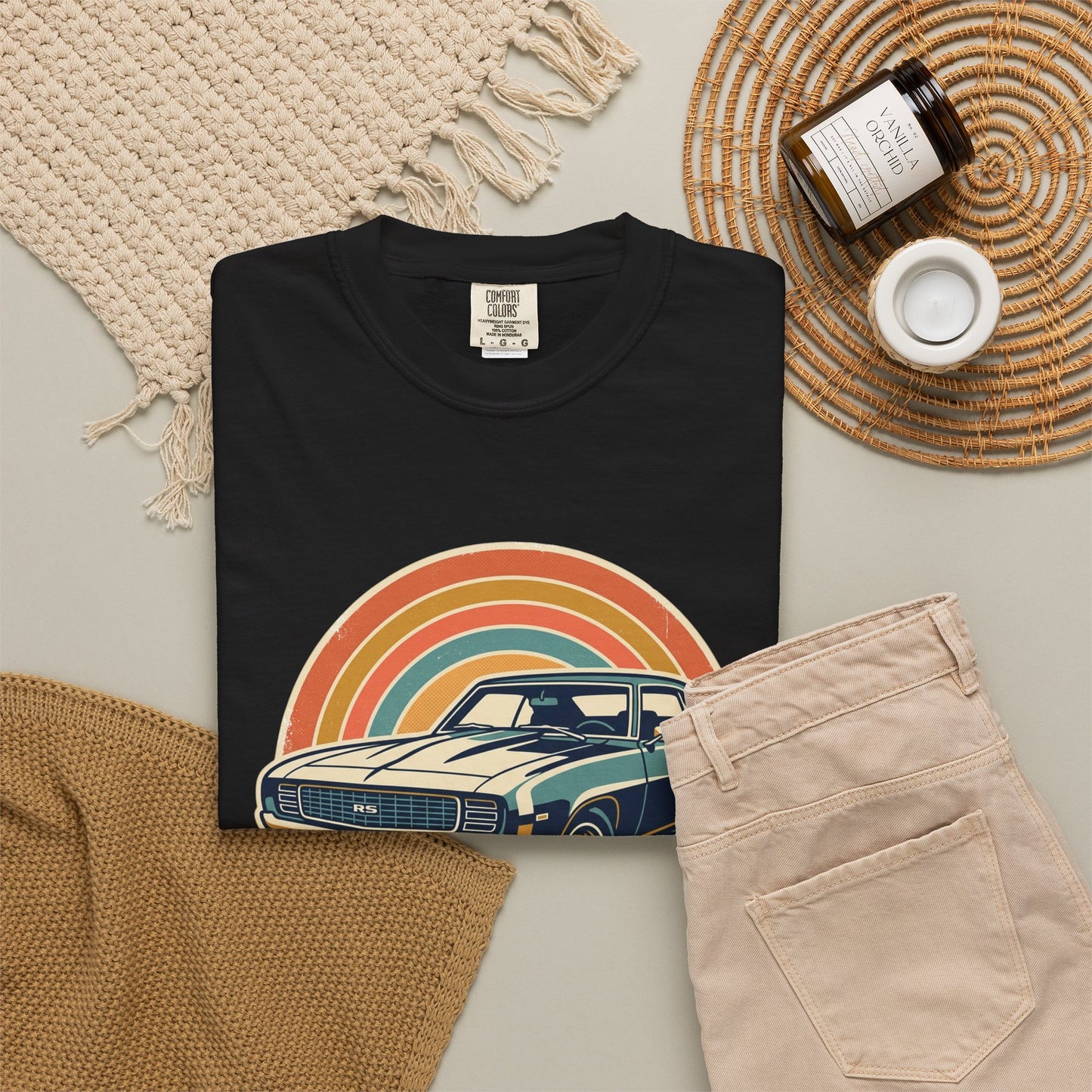'69 Camaro Retro Muscle Car T-Shirt — Vintage Sunset Classic Car Tee