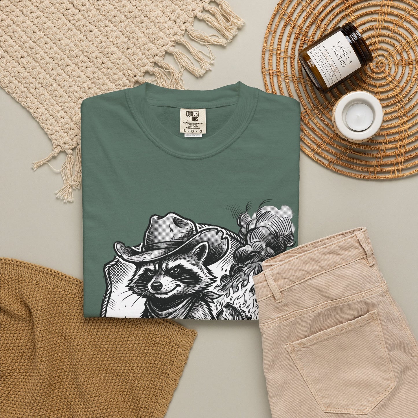 Raccoon Cowboy T‑Shirt — Vintage Western Forest Graphic Tee