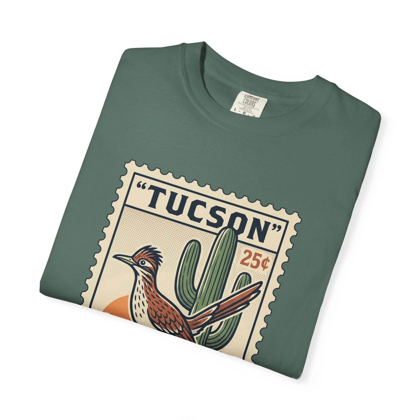 Tucson Roadrunner Stamp T-Shirt — Desert Cactus Vintage Travel Tee