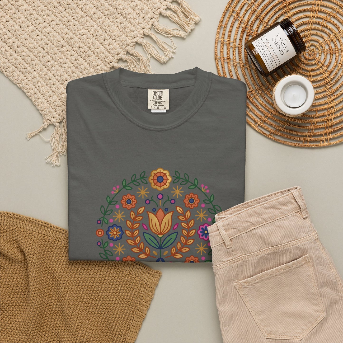 For Flower Lovers T-Shirt — Floral Wreath Nordic Folkart
