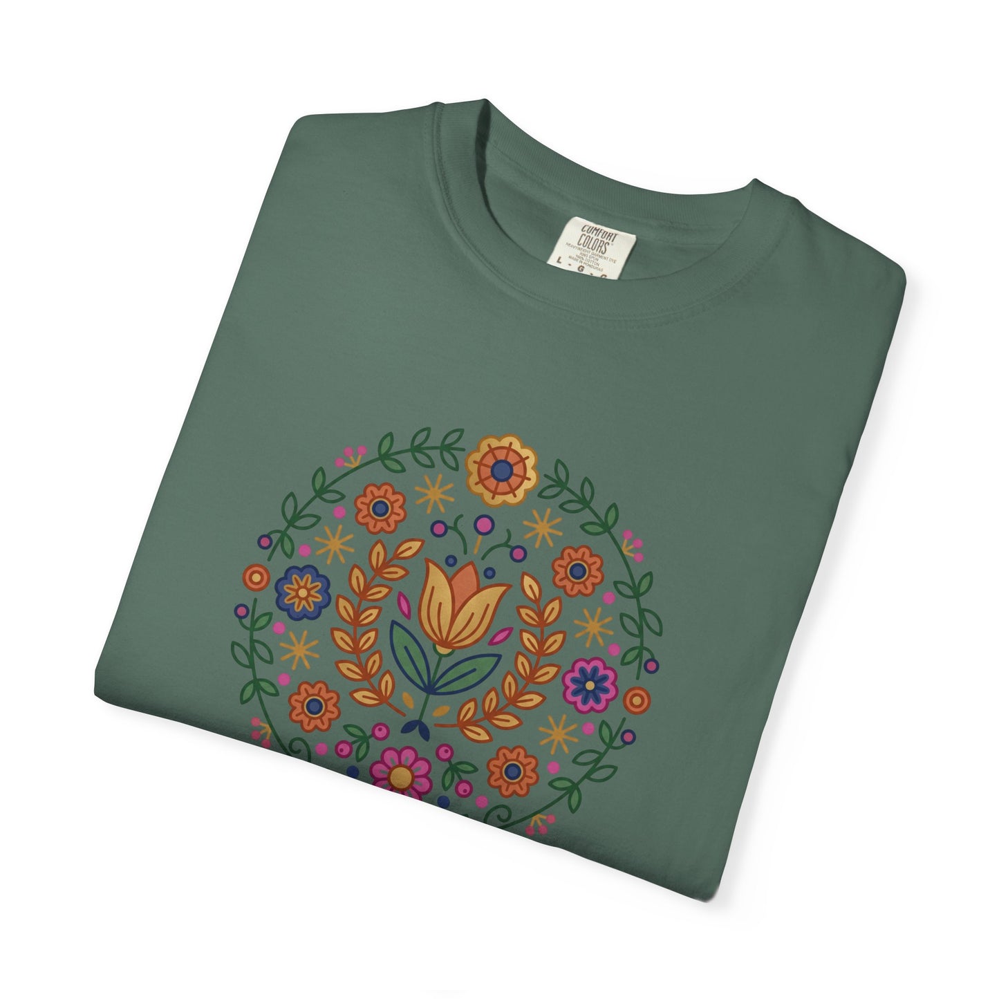 For Flower Lovers T-Shirt — Floral Wreath Nordic Folkart