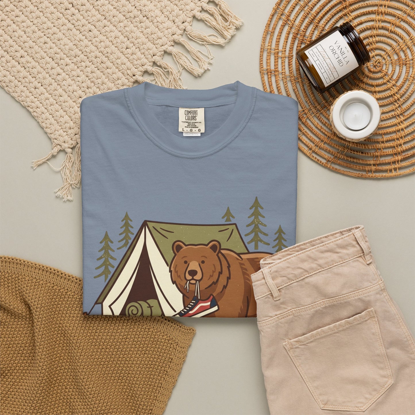 Camping Bear T-Shirt – Cute Bear with Tent Camping Graphic Tee