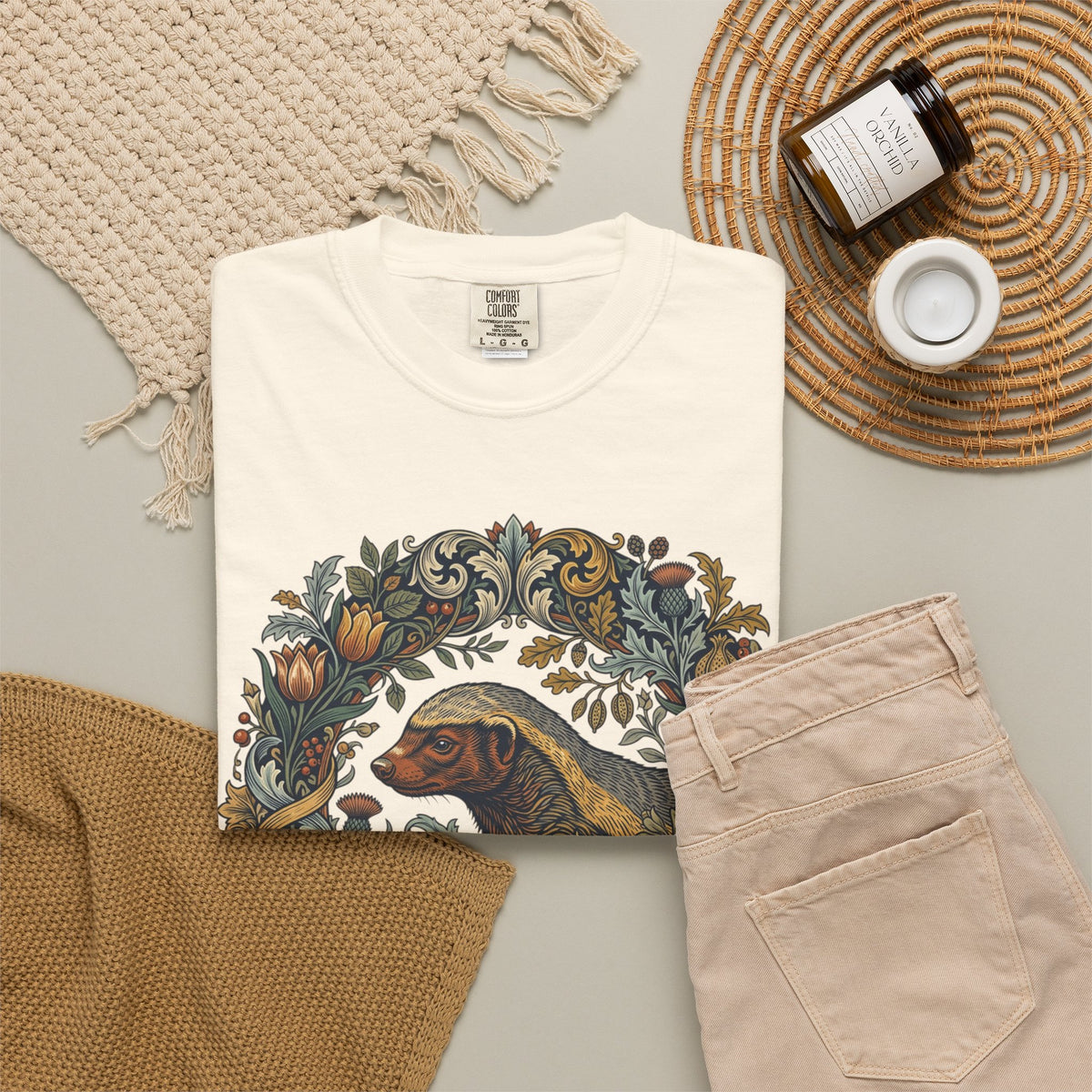 Dog Floral Circle T-Shirt — Botanical Labrador Graphic Tee