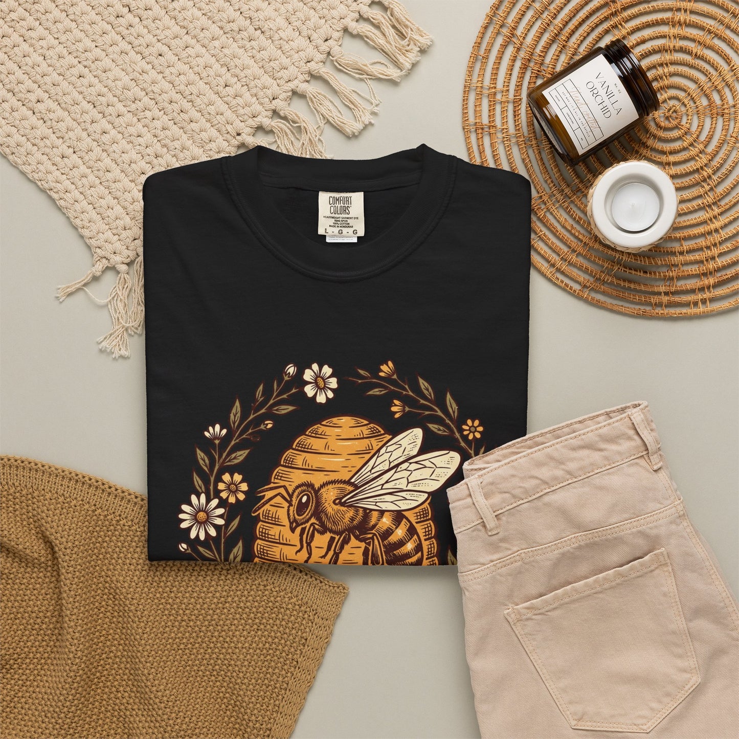 Beekeeper Graphic T-Shirt – 'Hivekeeper' Vintage Bee & Beehive Design