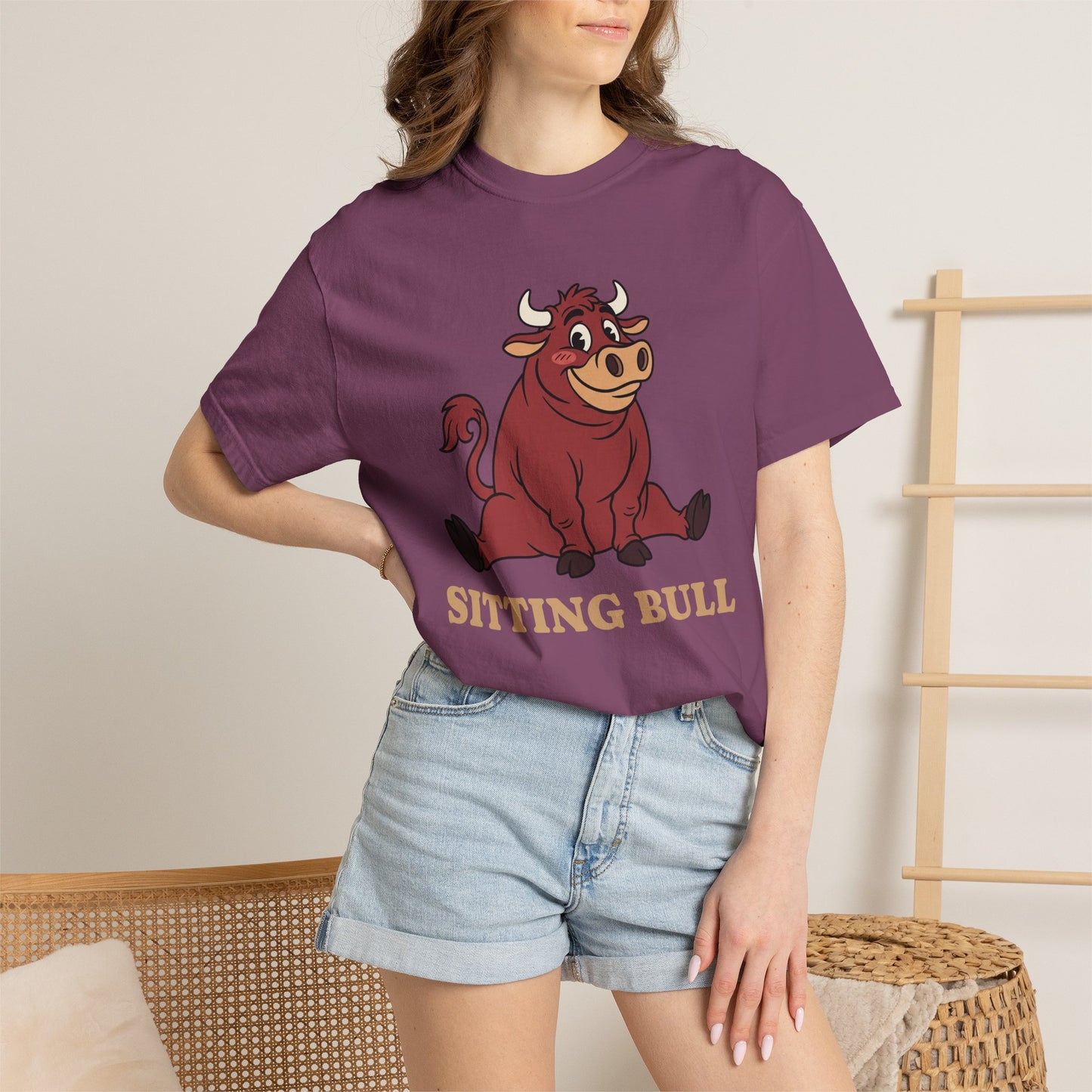 Sitting Bull Cartoon T-Shirt — Cute Sitting Bull Graphic Tee