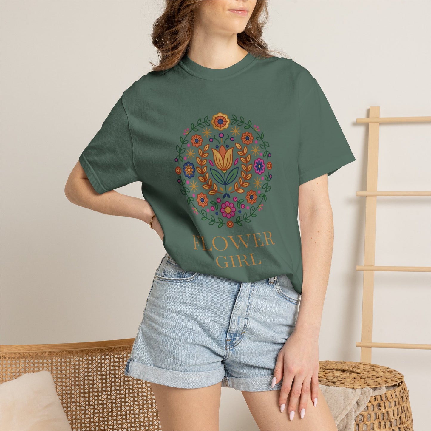 For Flower Lovers T-Shirt — Floral Wreath Nordic Folkart