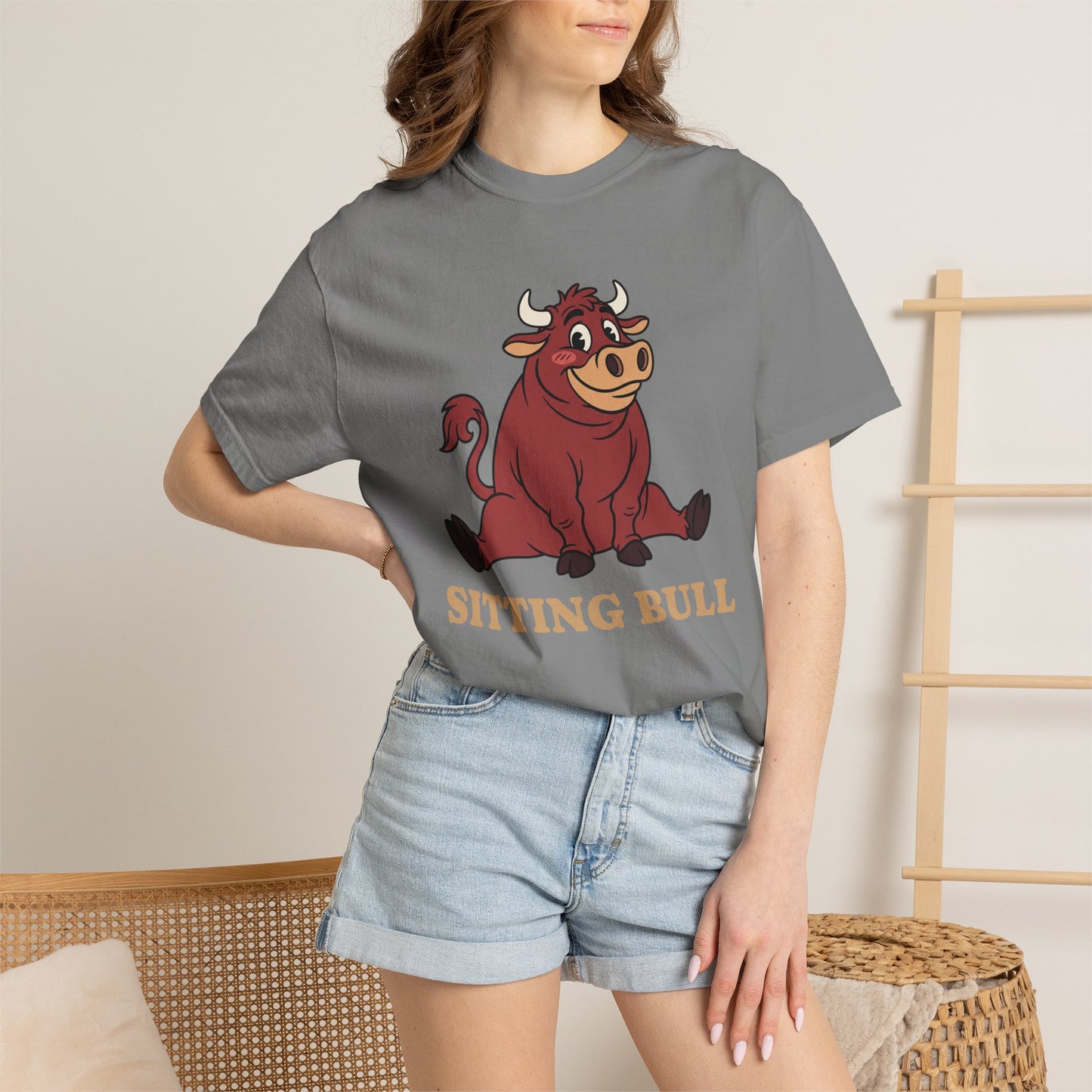 Sitting Bull Cartoon T-Shirt — Cute Sitting Bull Graphic Tee