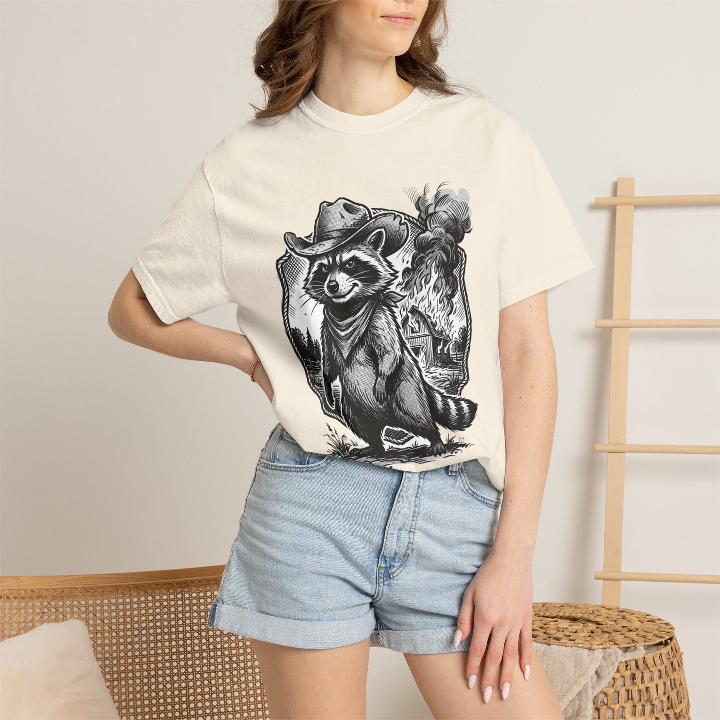 Raccoon Cowboy T‑Shirt — Vintage Western Forest Graphic Tee