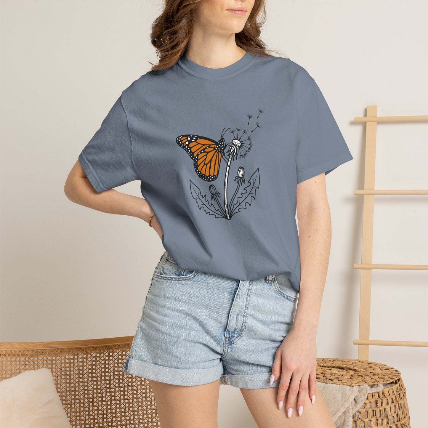 Butterfly & Dandelion T-Shirt — Monarch Nature Graphic Tee