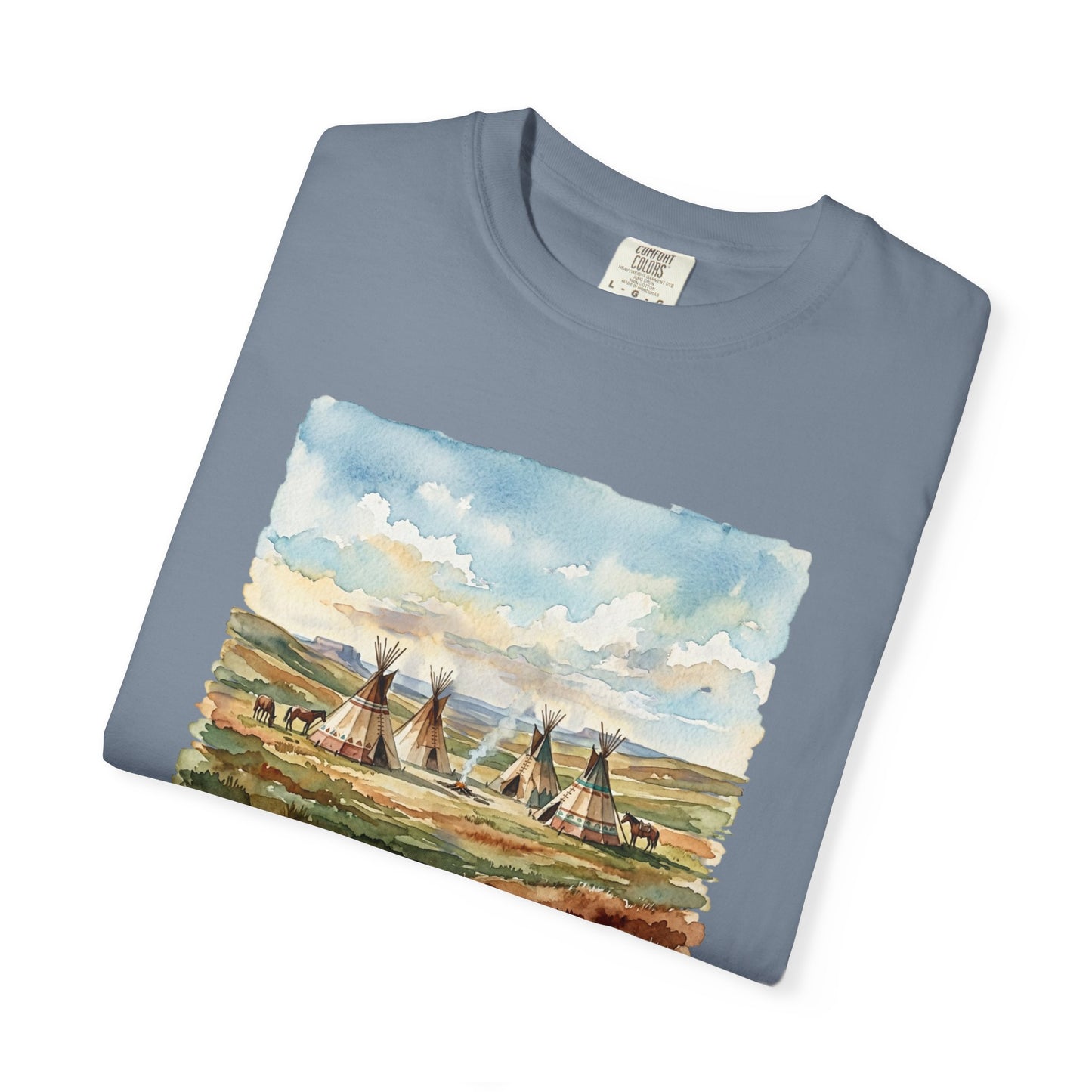 Prairie Tee with Teepee Landscape Print — Vintage Nature Graphic T-Shirt
