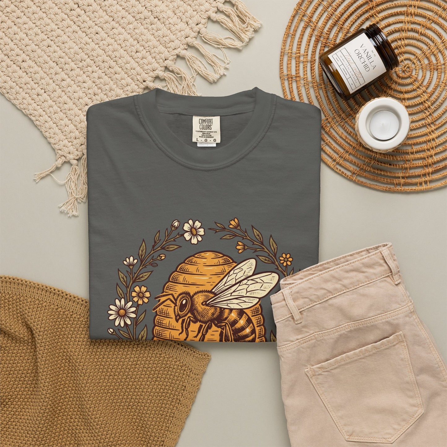 Beekeeper Graphic T-Shirt – 'Hivekeeper' Vintage Bee & Beehive Design
