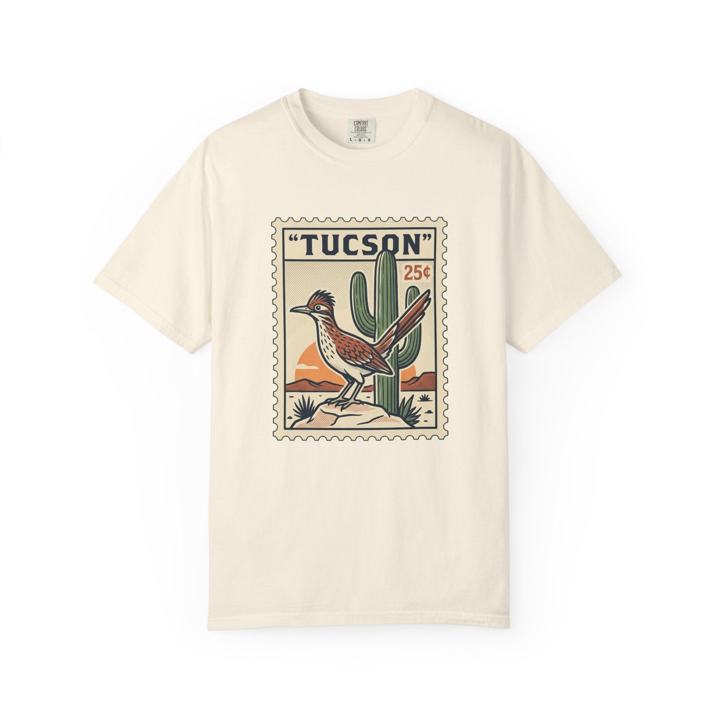 Tucson Roadrunner Stamp T-Shirt — Desert Cactus Vintage Travel Tee