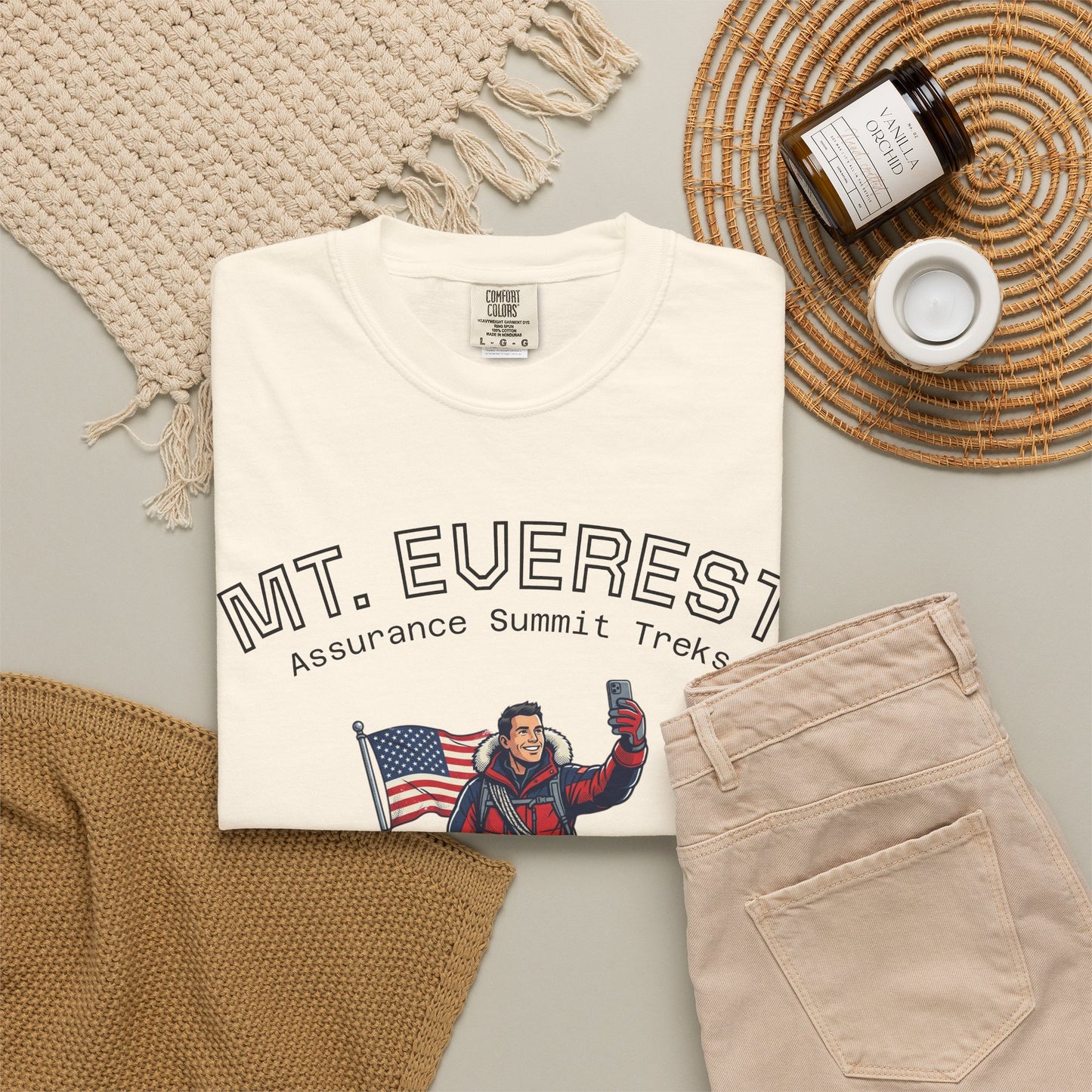 Mt. Everest Climber Graphic T‑Shirt — "Bob's Final Selfie at the Summit"