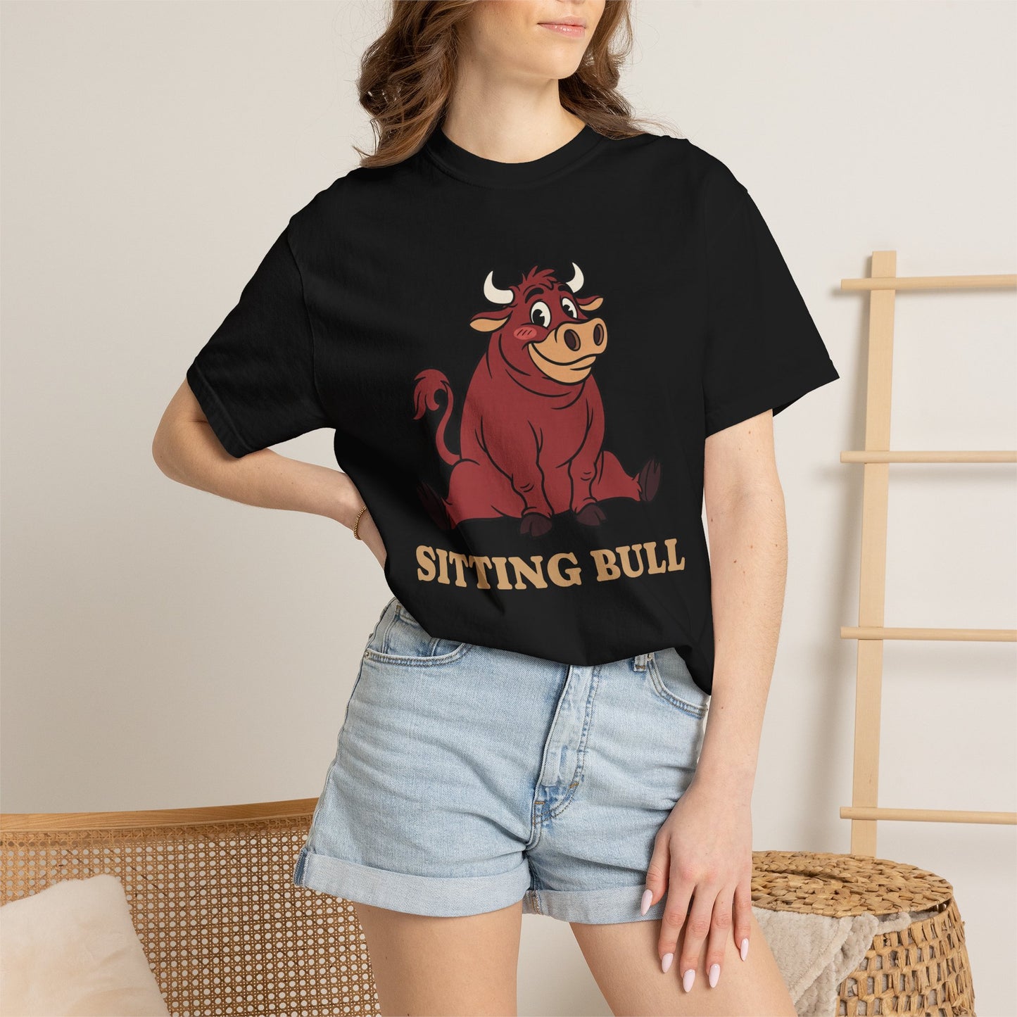 Sitting Bull Cartoon T-Shirt — Cute Sitting Bull Graphic Tee