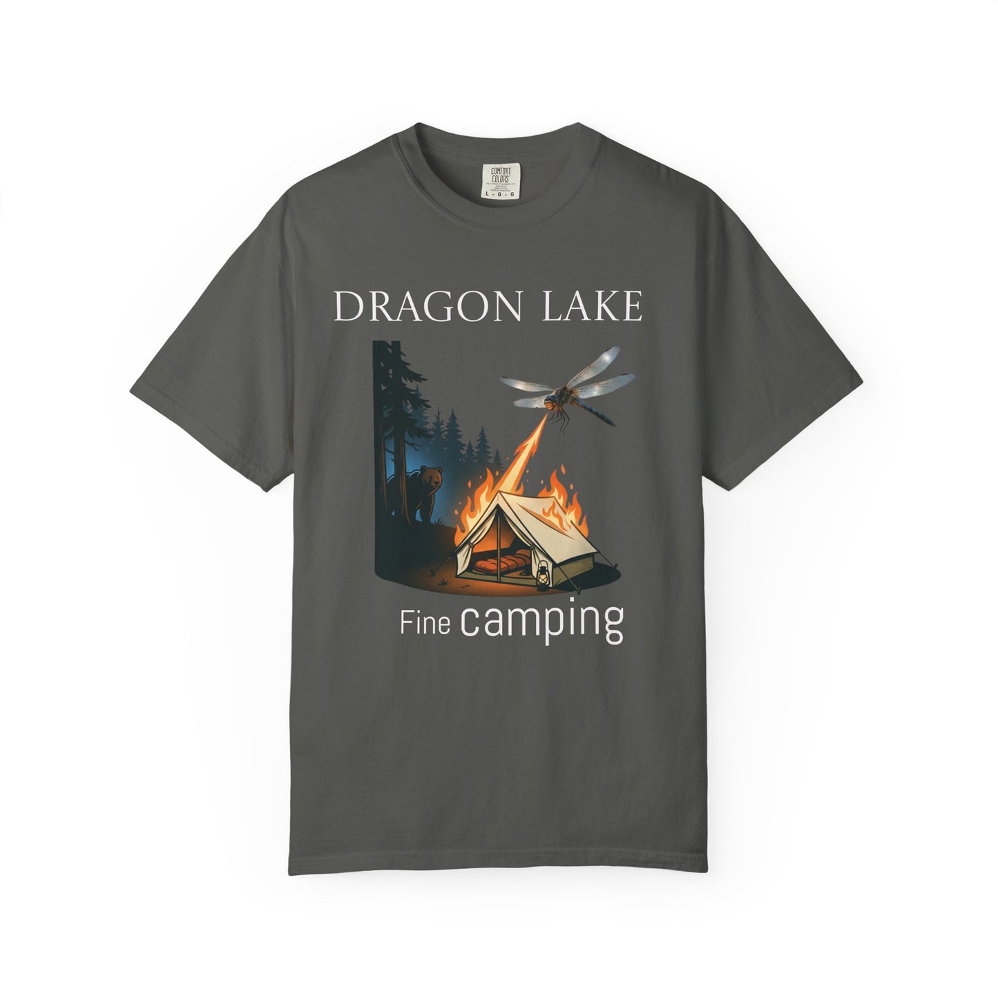 T-Shirt — 'Dragon Lake Fine Camping' Vintage Campfire Graphic Tee