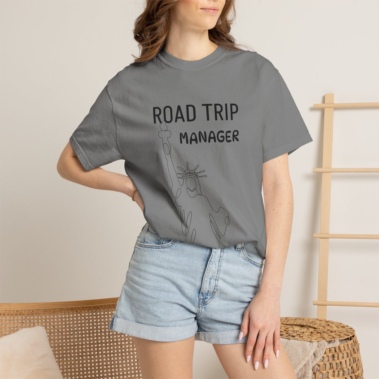 Road Trip Manager T-Shirt — Funny Travel Tee with Retro Line Art